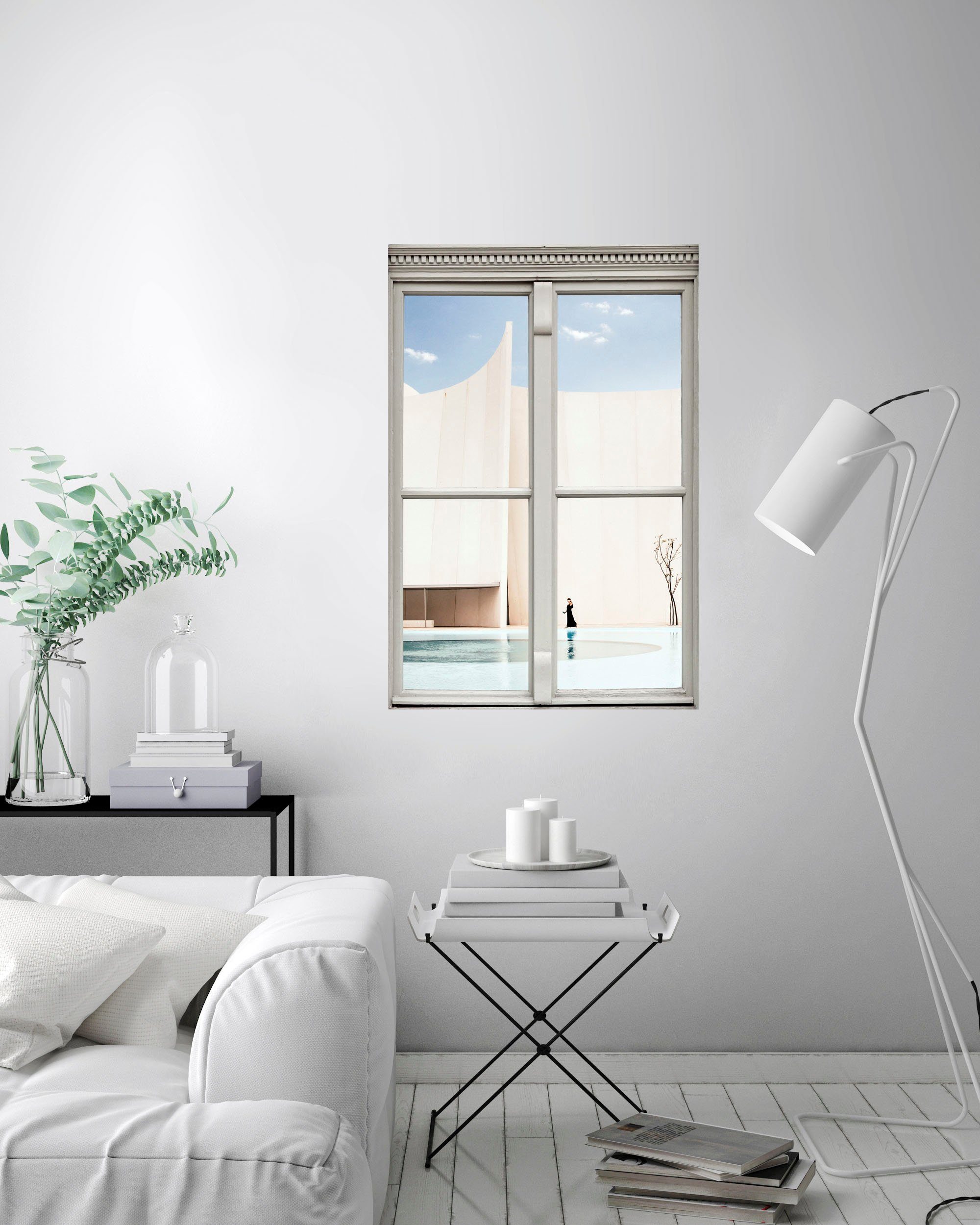 queence Wandfolie Zwembad Muursticker, muurdecoratie, zelfklevend, 3D, raam