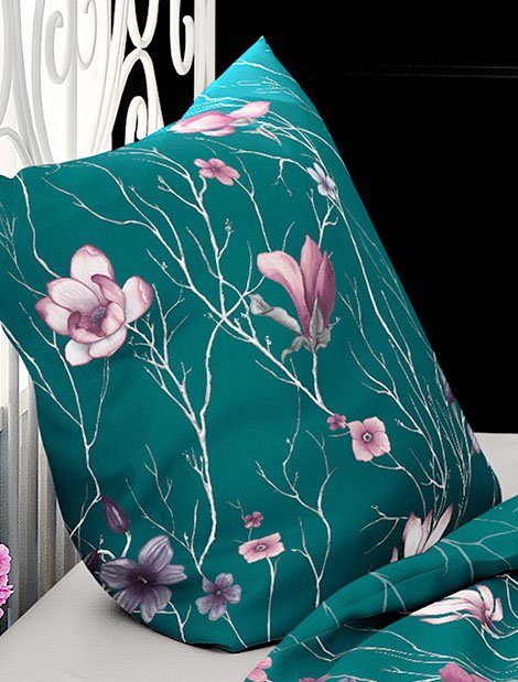 BIERBAUM Beddengoed LILLI Mako-satijn, 100% katoen, met bloemen, onderhoudsvriendelijk (2-delig)