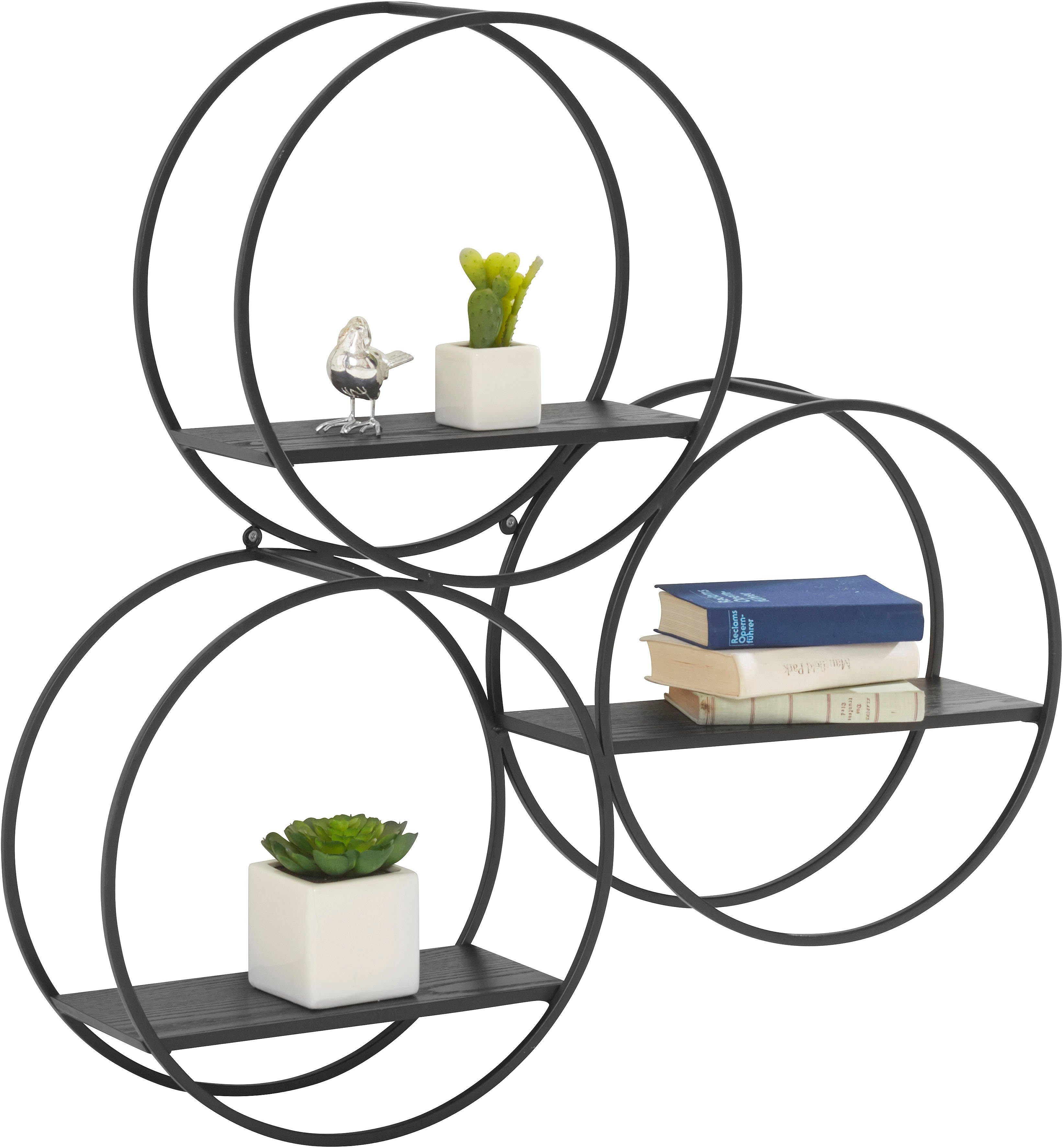Guido Maria Kretschmer Home&Living Decoratief wandrek Acogedor Decoratief rek, wanddecoratie van metaal, bestaand uit drie ronde elementen (1 stuk)
