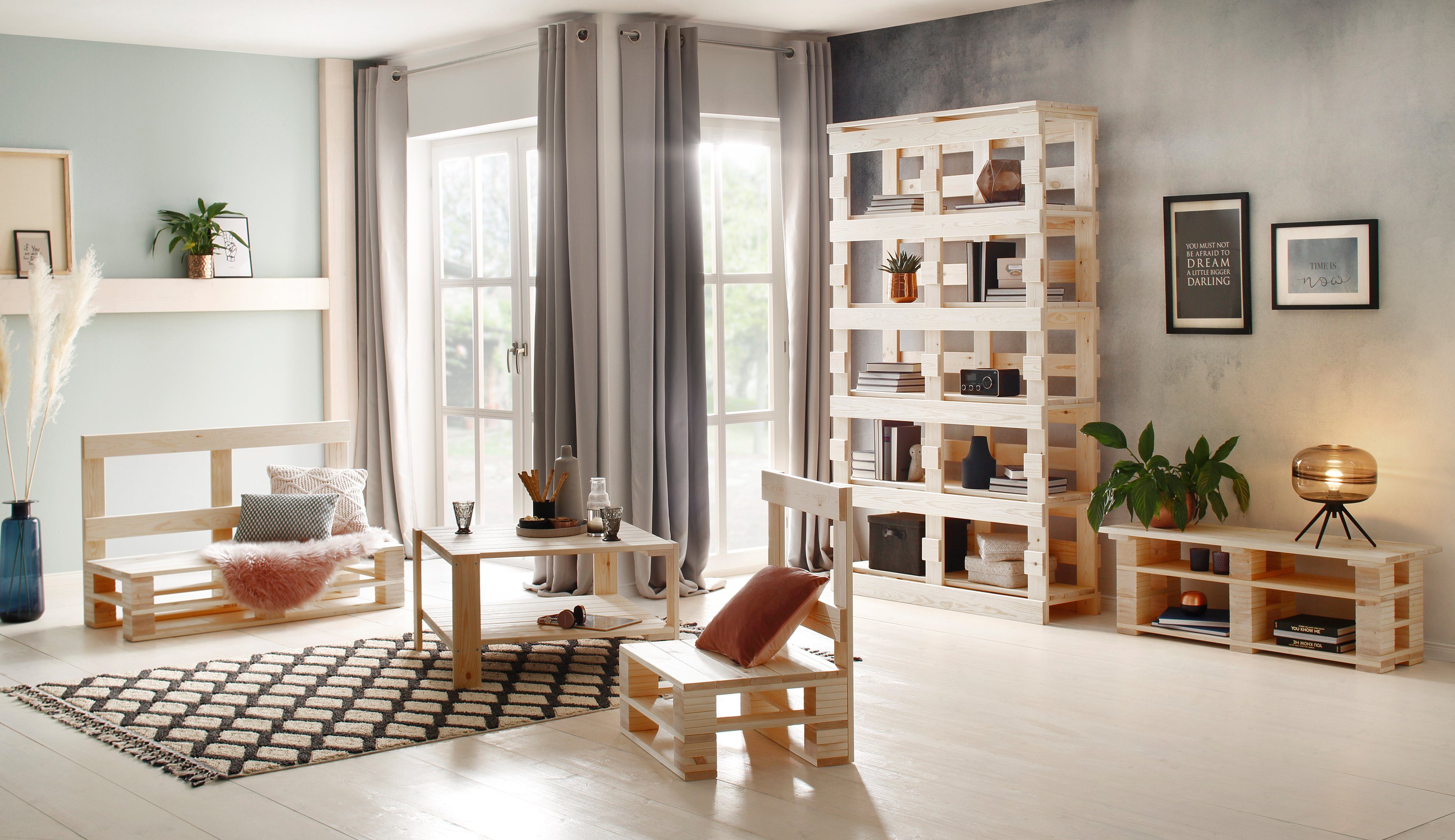 Home affaire Stoel Pinus In het trendy palletdesign