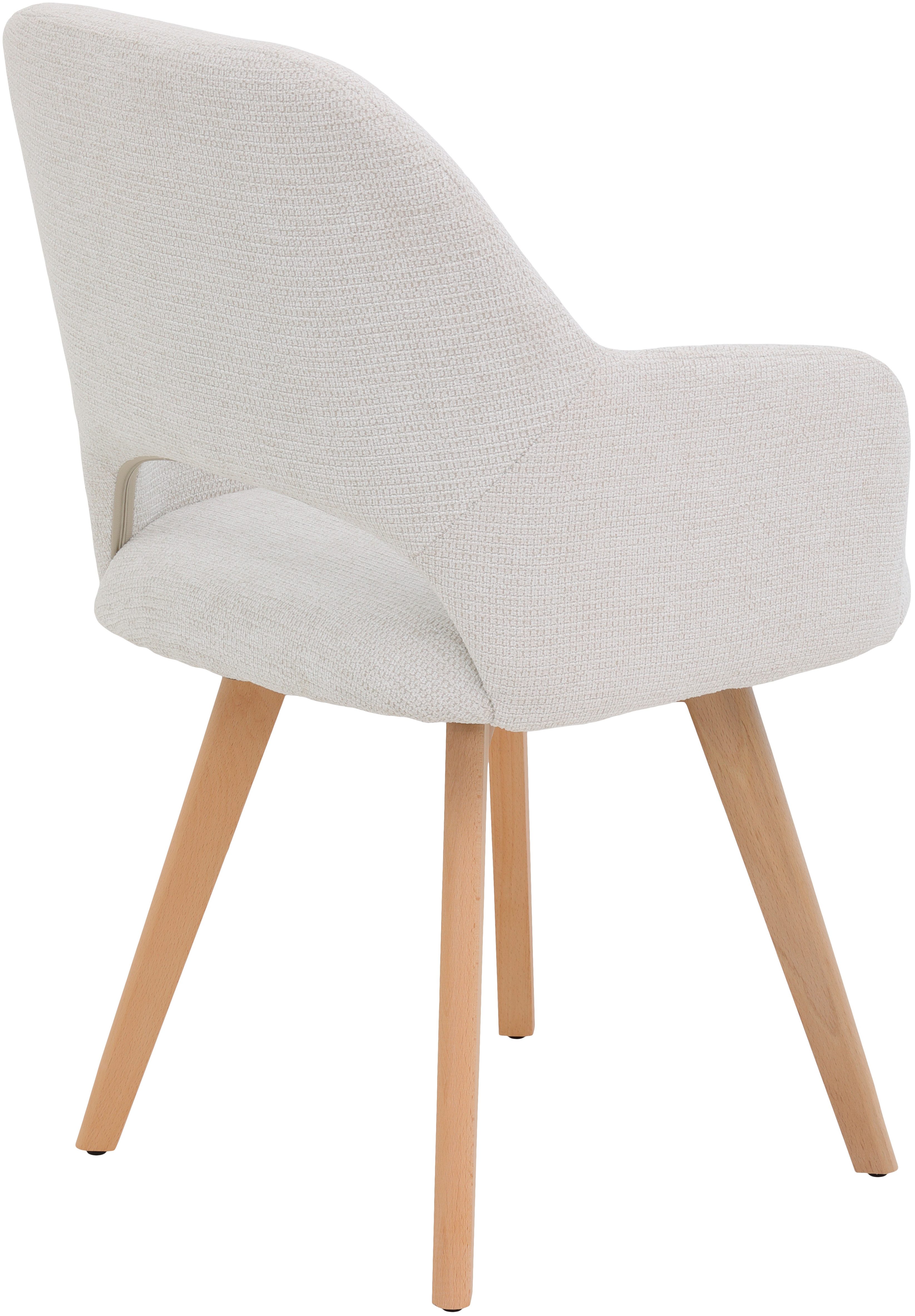 HELA Stoel met armleuningen SOFIA armstoel met massief houten frame, bekleding webstof Eetkamerstoel, fauteuil met armleuningen, subtiele ruguitsparing (set, 2 stuks)
