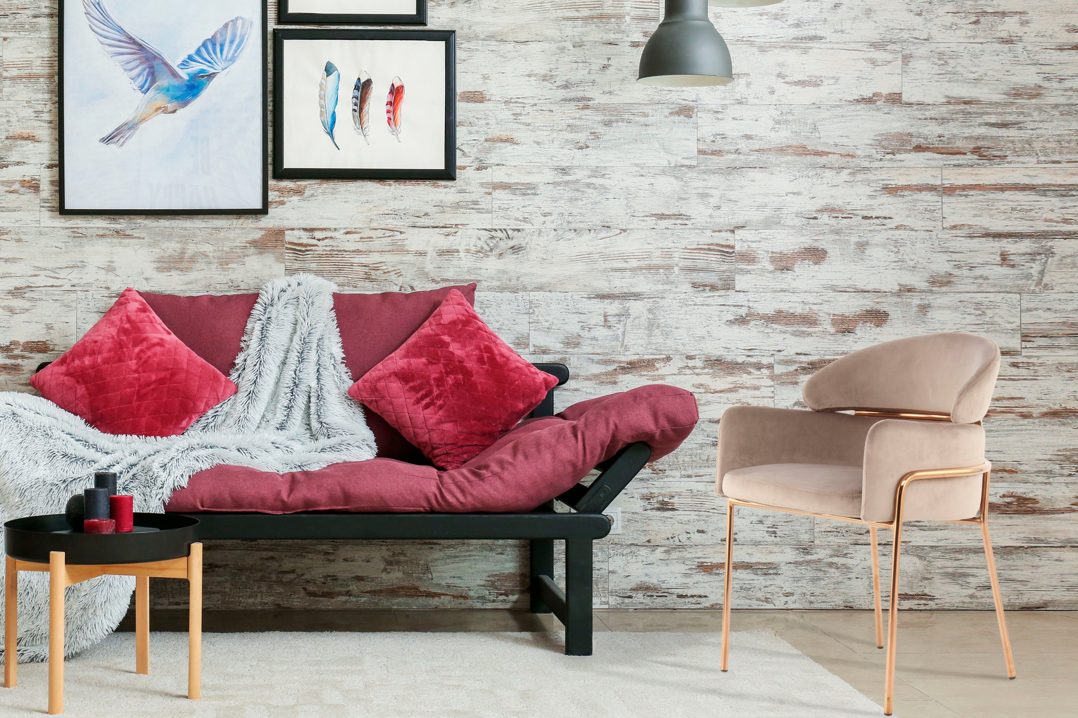 Kayoom Stoel Corey 125, comfortabele stoel, trendy retro-look fluweelzachte bekleding, onderhoudsvriendelijk, zeer gezellig, trendy retro-look (1 stuk)