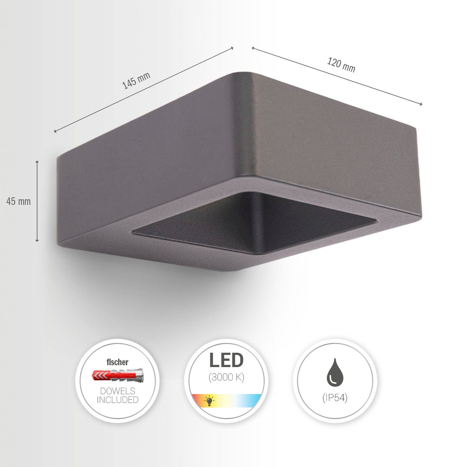 Paco Home Wandlamp CRAWA LED binnen- en buiten modern 3000K up down tuin buitenverlichting gang