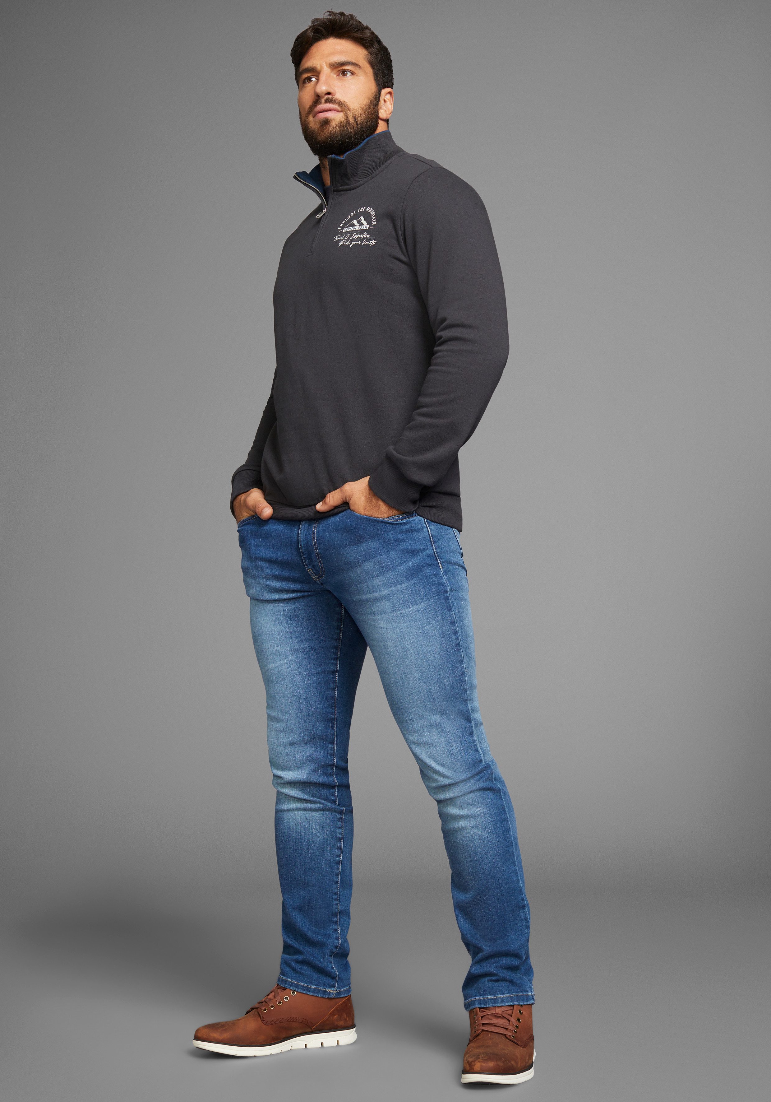 Man's World Sweatshirt met contrasterende kraag nieuwe collectie