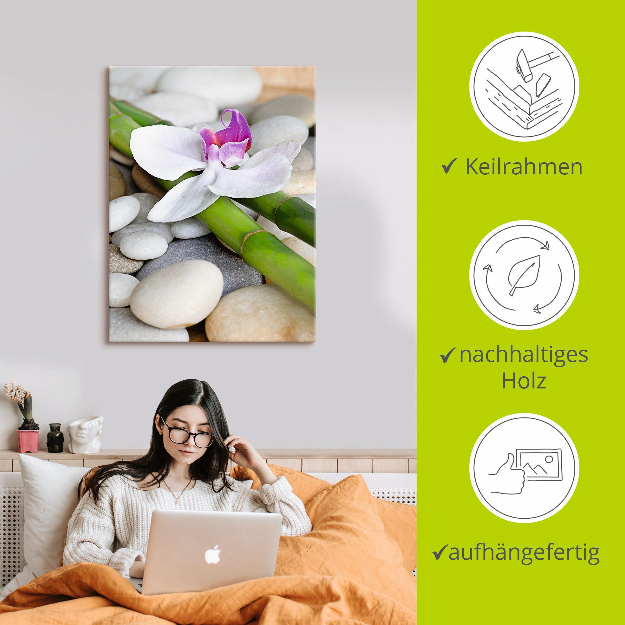 Artland Artprint Zen orchidee als artprint van aluminium, artprint op linnen, muursticker, verschillende maten