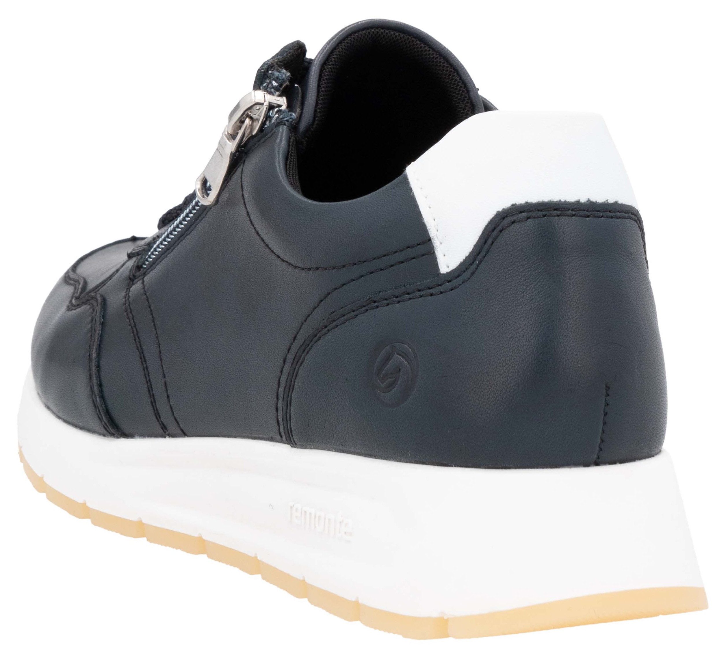Remonte Sneakers met sleehak , vrijetijdsschoen, lage schoen, veterschoen met zijrits