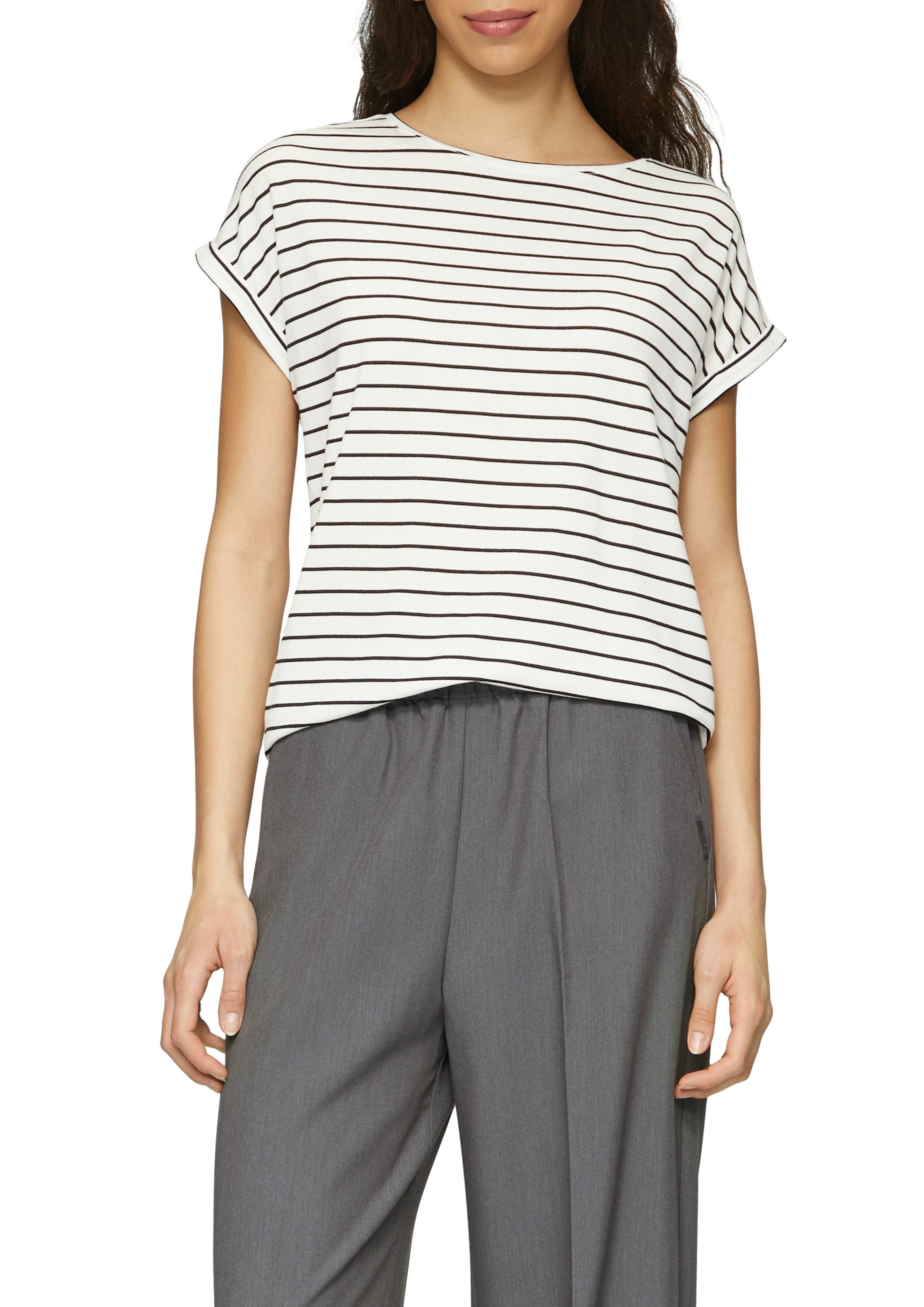 Q/S designed by Shirt met korte mouwen met mouwomslagen dames t-shirts maat S (36) beige