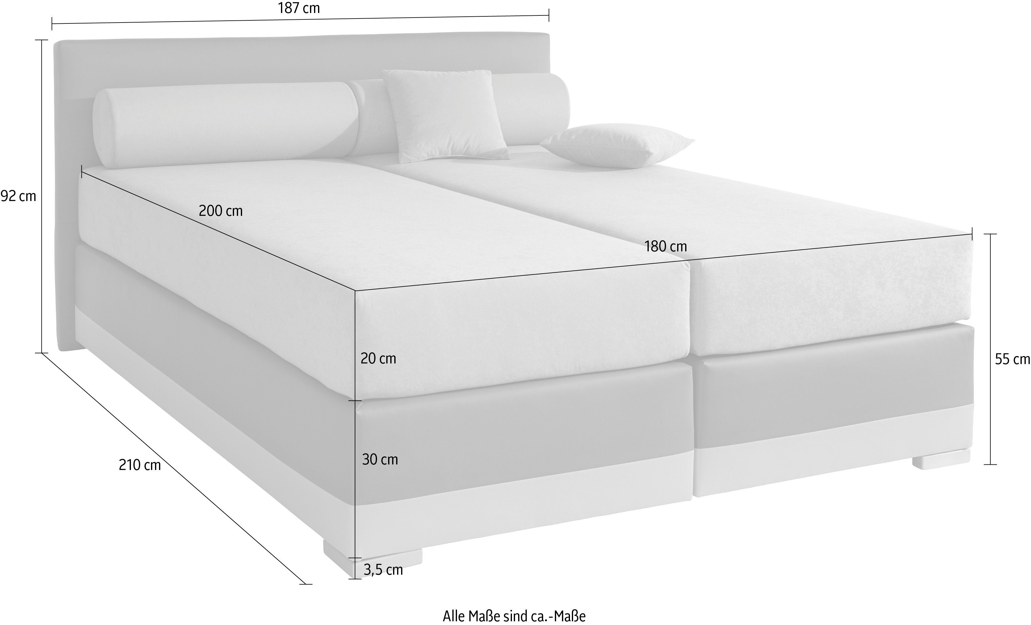 Maintal Boxspring Lago in 3 verschillende matrassoorten, h2 of h3