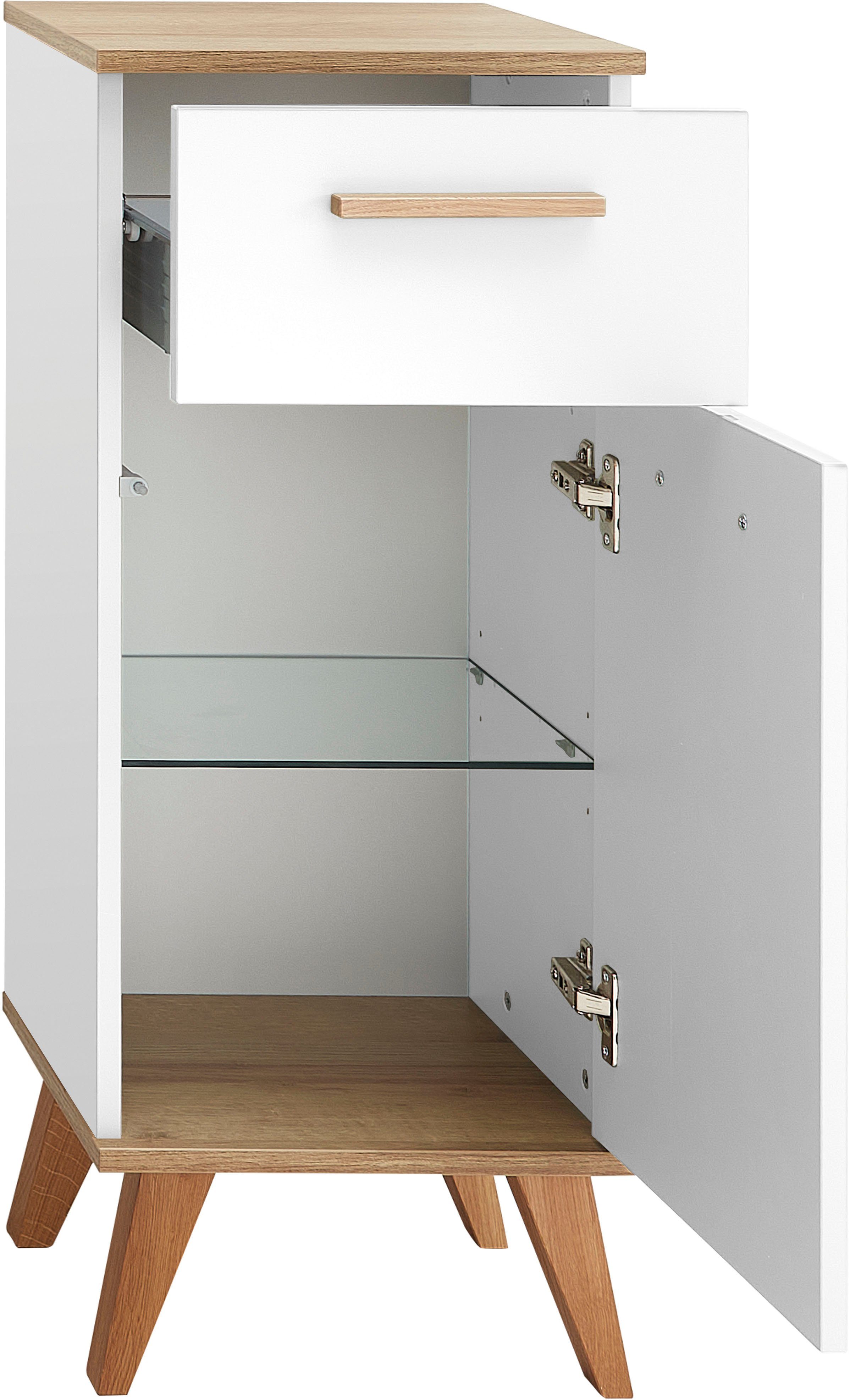 Saphir Badkamerserie Quickset 4-delig, wastafelonderkast met led-spiegelkast Onderkast, hangkast, incl. deurdempers, 5 deuren, 1 lade (4-delig)
