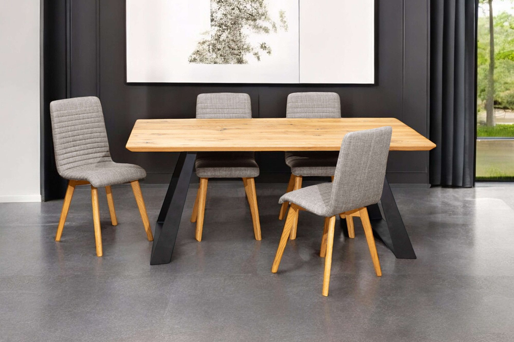 Home affaire Eethoek Arosa zitgroep voor keukens, eettafel met 4 gestoffeerde stoelen, 5-delig (set, 5-delig)