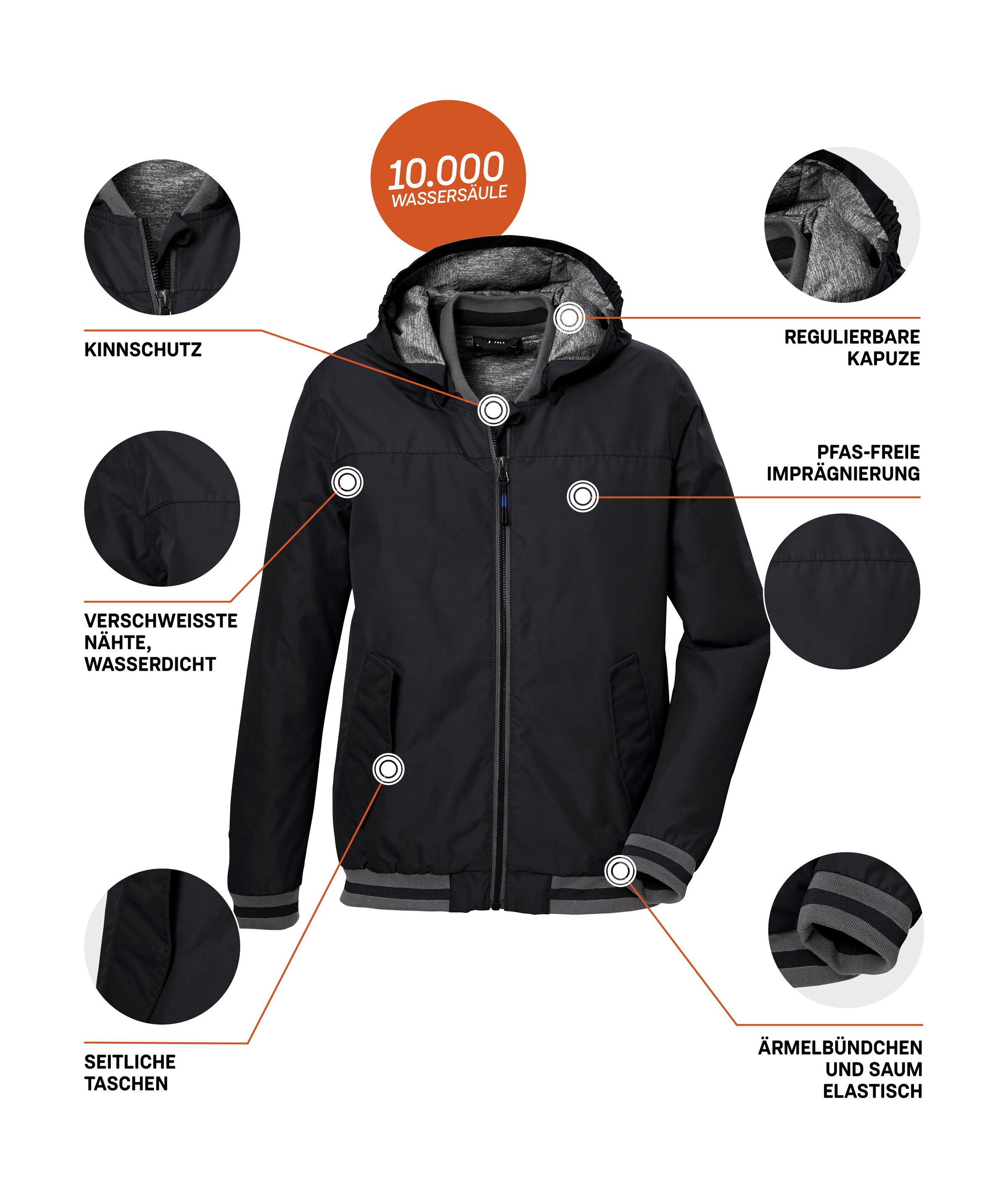 Killtec Functioneel jack KOS 153 BYS JCKT Modieuze, waterdichte blouson met reflecterende elementen