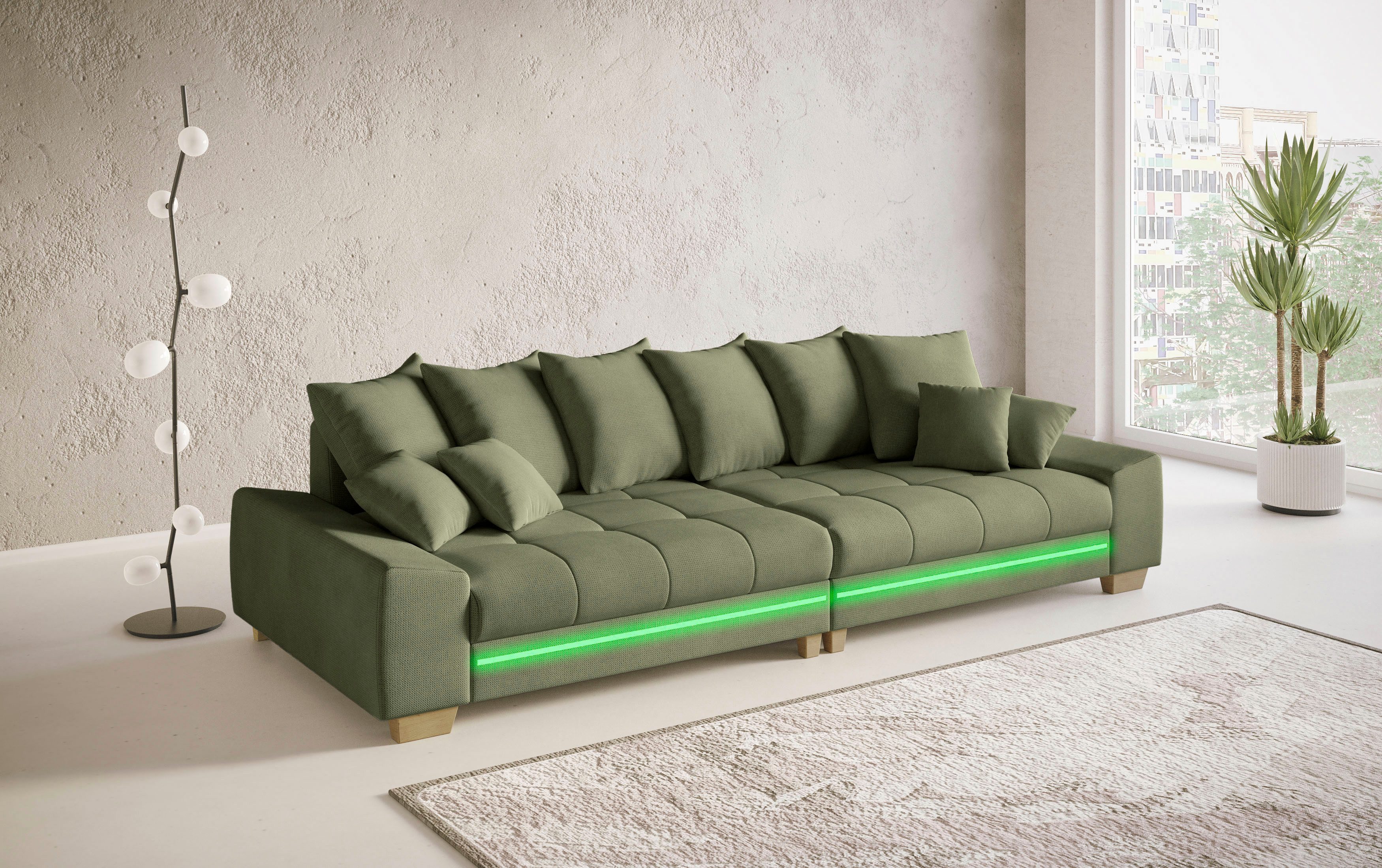 Mr. Couch Megabank Nikita II met rgb-led-verlichting, koudschuim bekleding tot 140 kg belastbaar