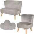 roba kinderzithoek lil sofa bestaand uit kinderbank, kinderfauteuil en sierkussen in wolkvorm (set, 3-delig) grijs