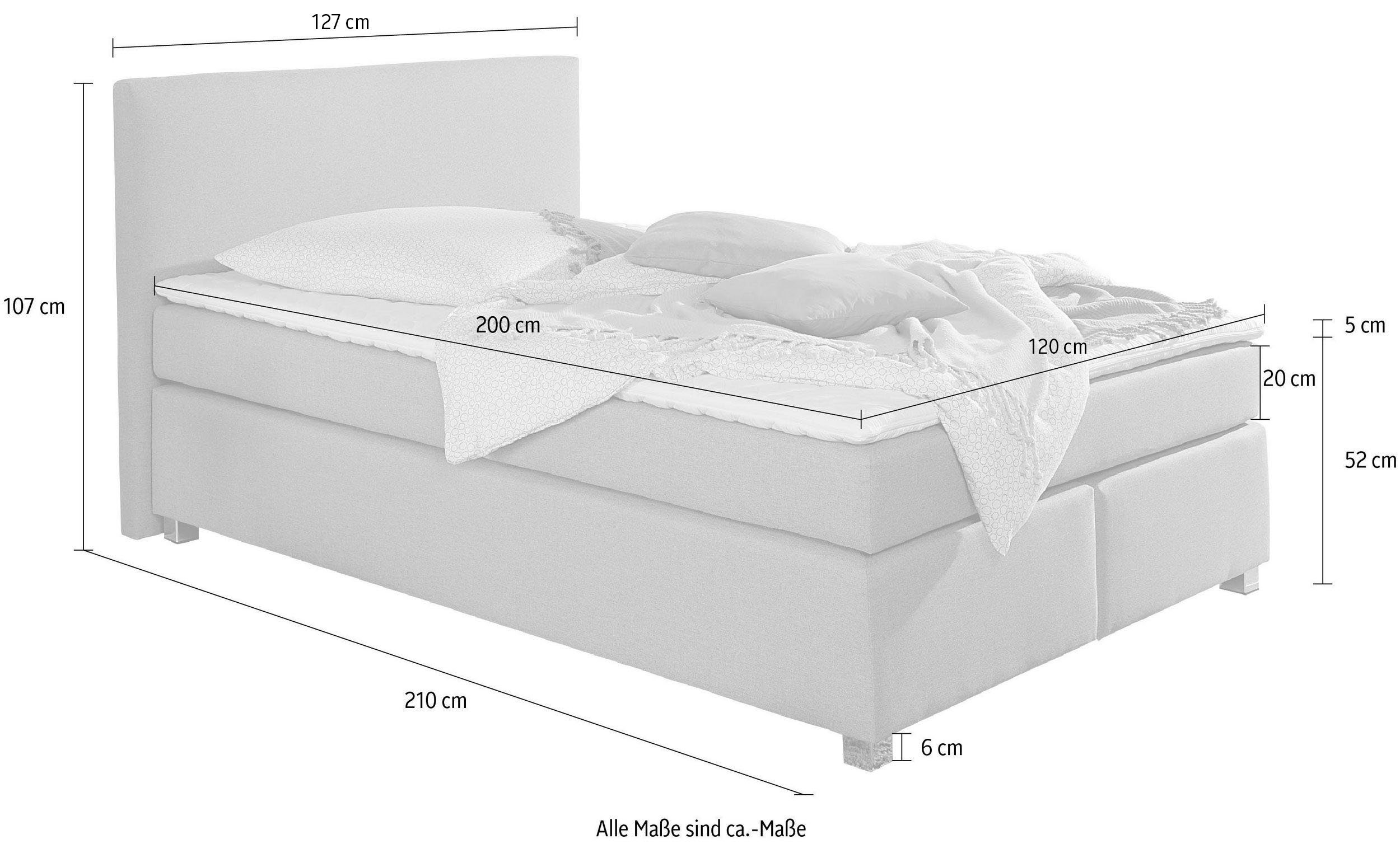 INOSIGN Boxspring Eliana incl. topmatras, in 4 breedten, 3 matrassoorten en 2 hardheden