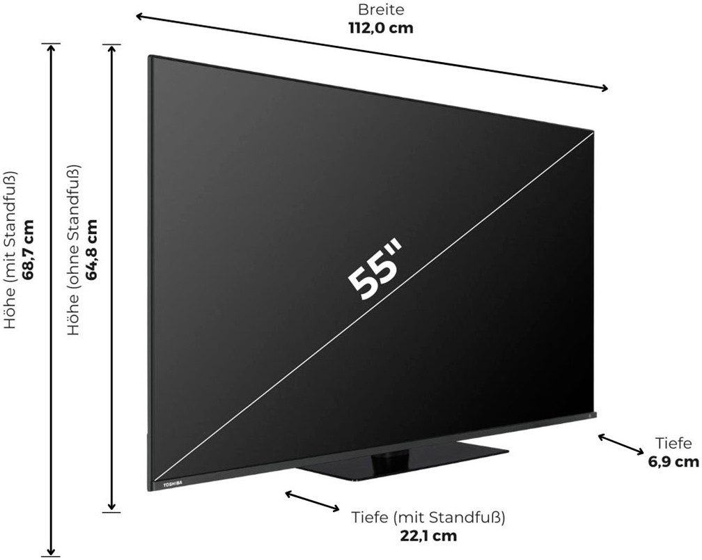 Toshiba Led-TV 55QA7D63DG, 139 cm / 55", 4K Ultra HD, Smart TV - Android TV