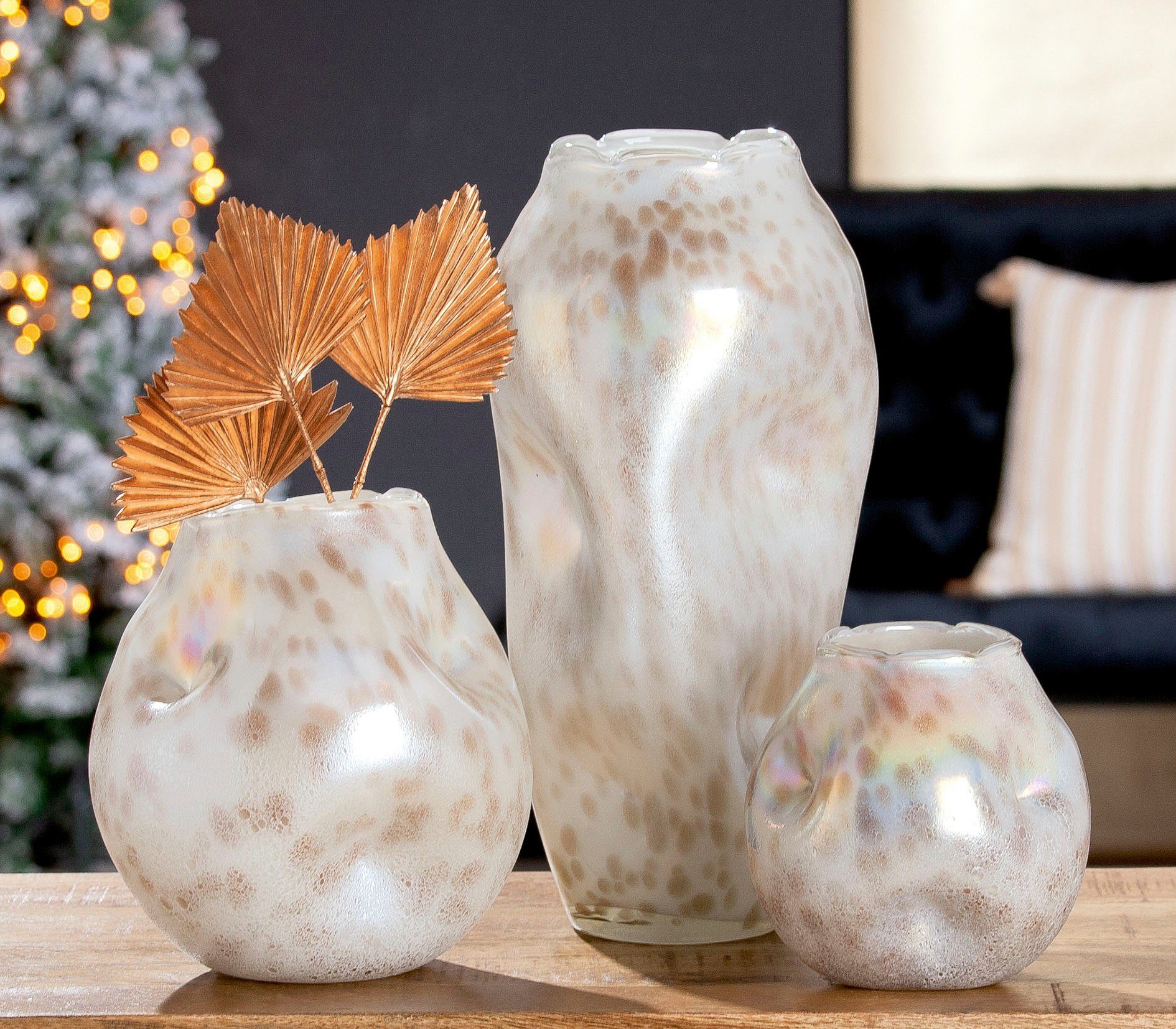 Casablanca by Gilde Tafelvaas Crumple, decoratieve vaas van glas, met fijne oppervlakstructuur (1 stuk)