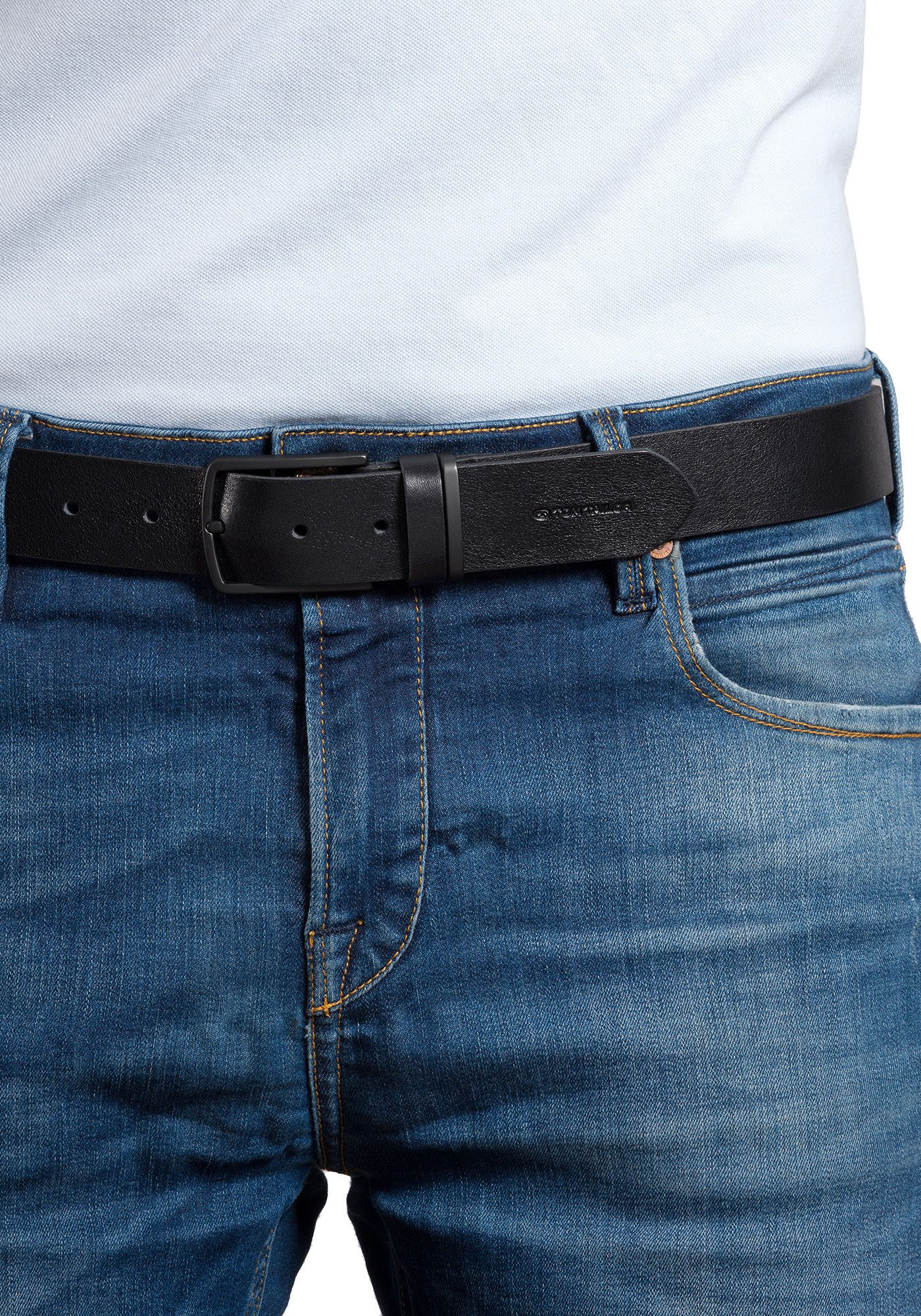 Tom Tailor Leren riem TTHenry met generfde oppervlakken