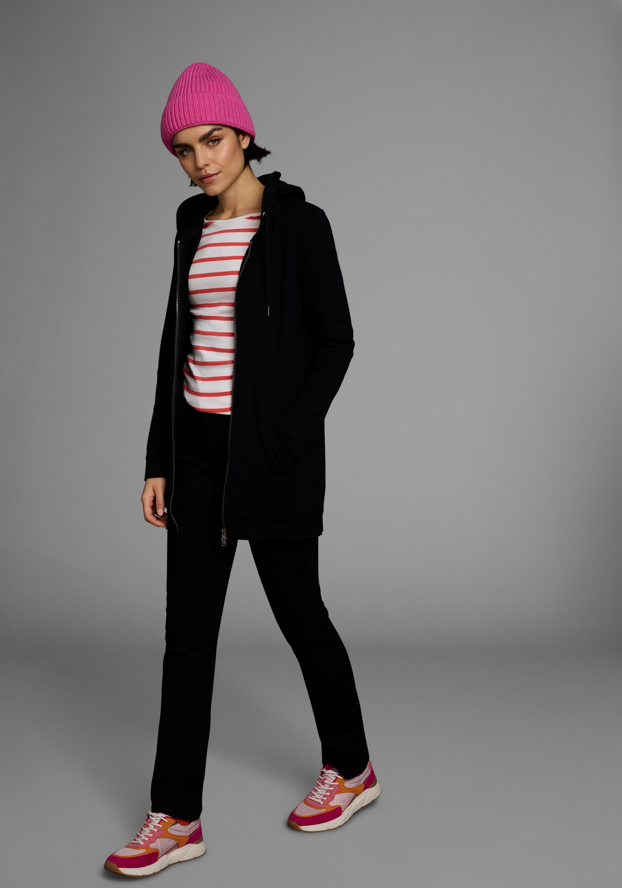 Flashlights Sweatvest in een lang model met een rits