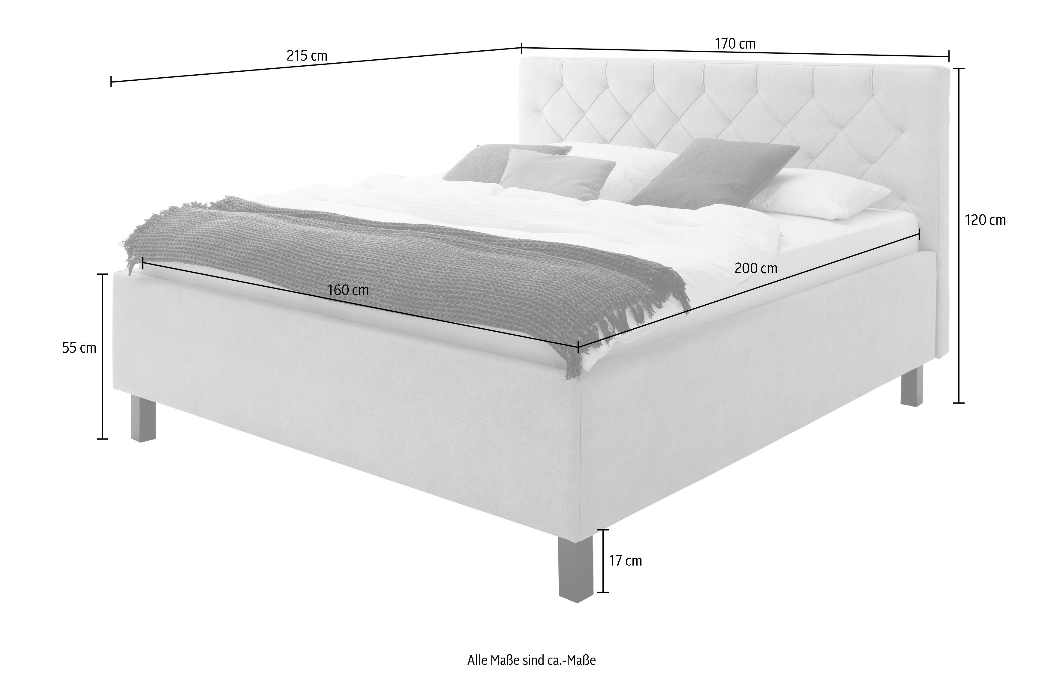 meise.möbel Gestoffeerd bed Sanremo met bedkist