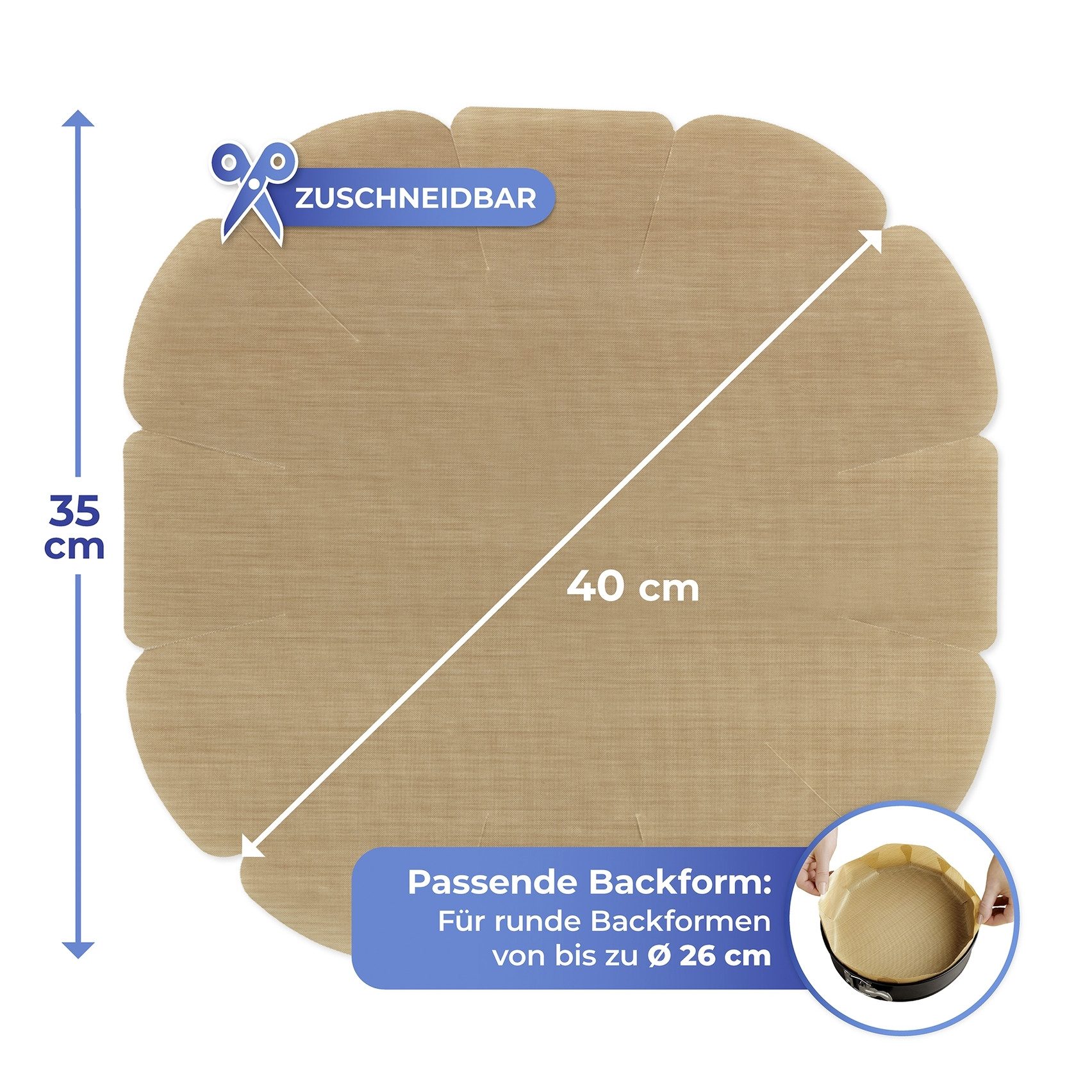 Maximex Bakpapier Non-stick bakvorm gesneden met antiaanbaklaag, set bestaand uit 1x rond, 1x hoekig (set, 2-delig)