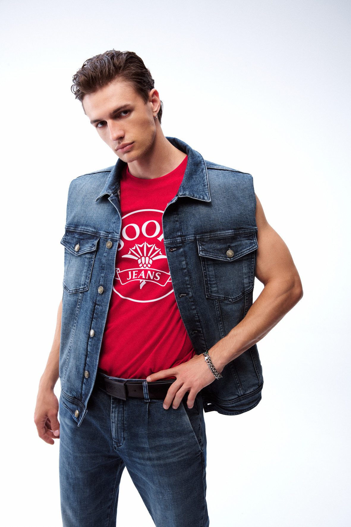 Joop Jeans Shirt met korte mouwen Aleko Met logo-print in contrasterende kleur