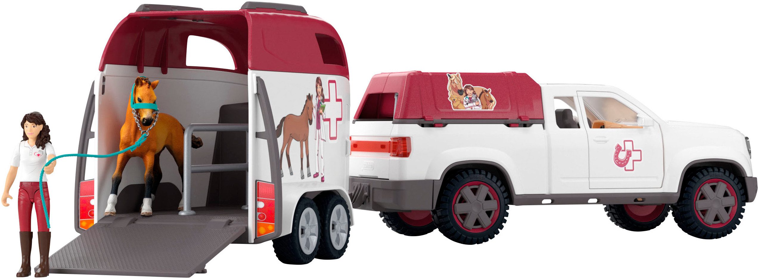 Schleich® Speelgoedauto HORSE CLUB, Mobile Tierärztin mit Anhänger (42704)