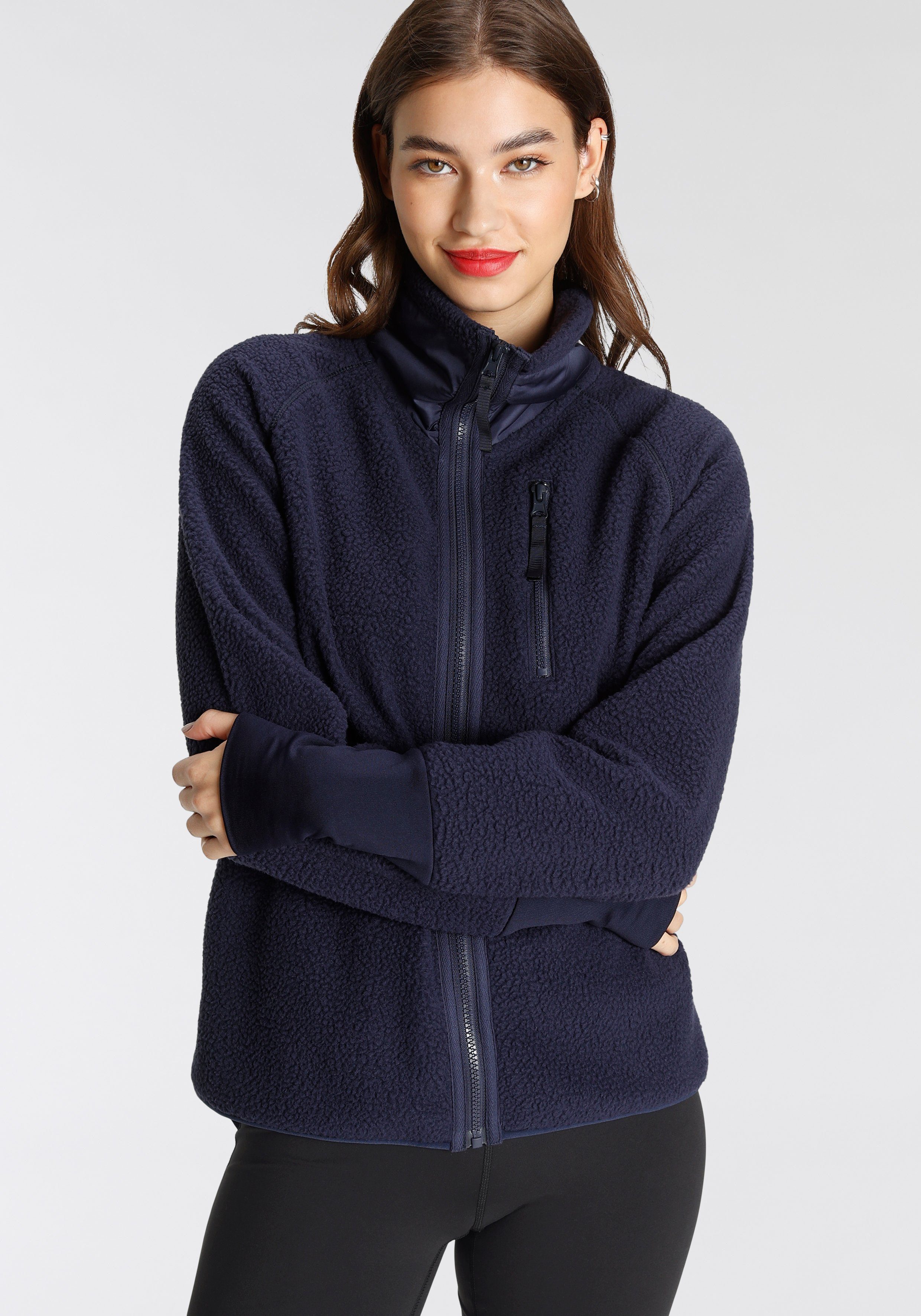FAYN SPORTS Fleecejack van sherpa-fleece dames fleece vesten maat 32/34 blauw