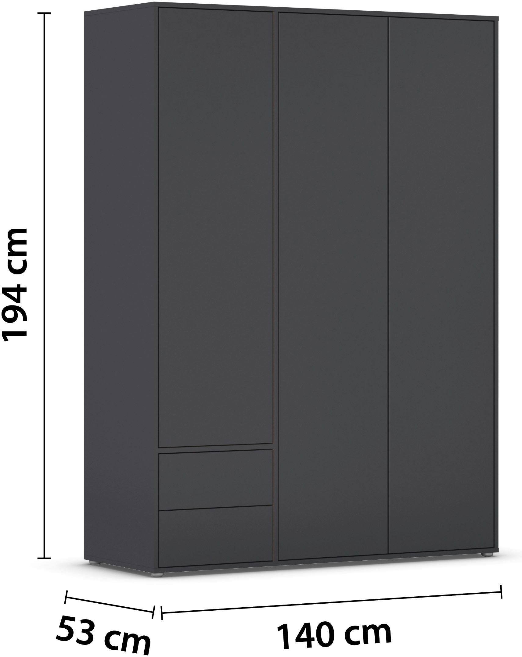 rauch Draaideurkast Kledingkast Kast Garderobe Wasmand NABILA veel Opbergruimte met 2 lades en push-to-open functie topseller made in germany