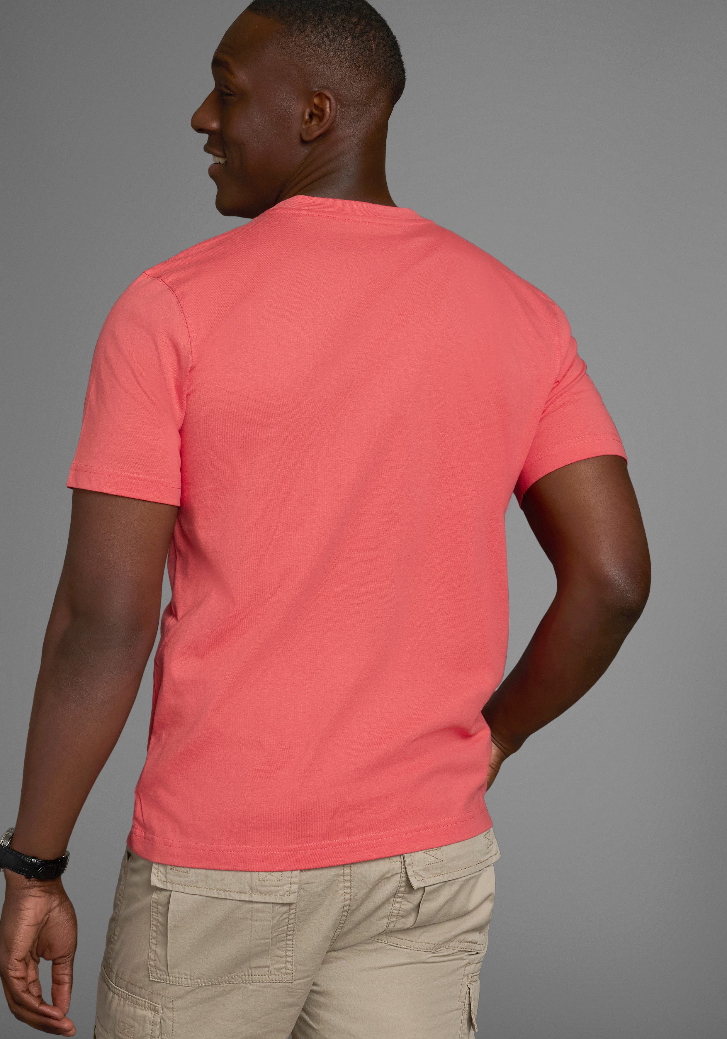 Man's World Shirt met ronde hals korte mouwen, casual pasvorm, bedrukt, ronde hals