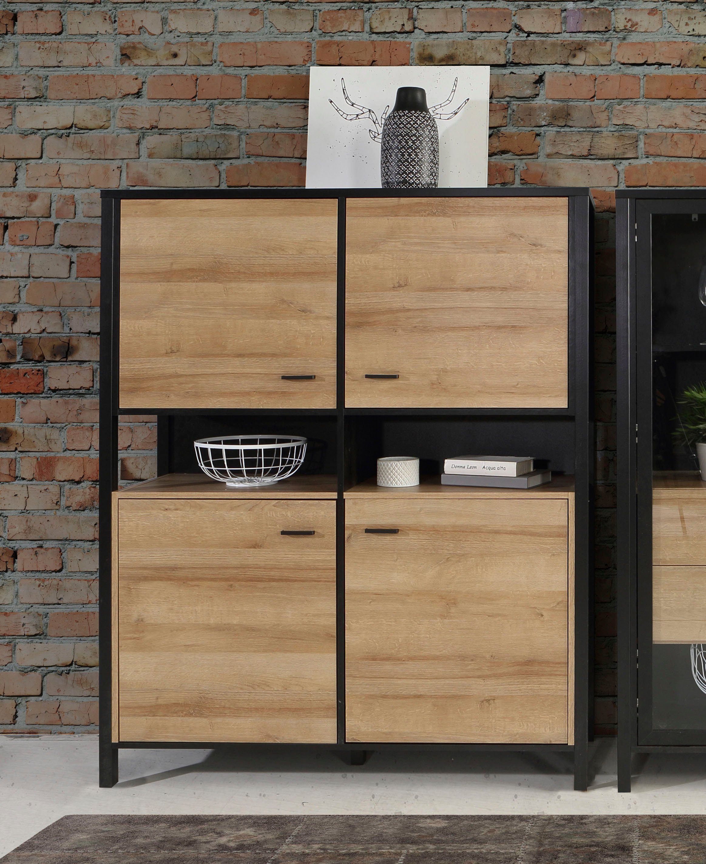 FORTE Highboard High Rock Breedte ca. 121 cm highboards zwart