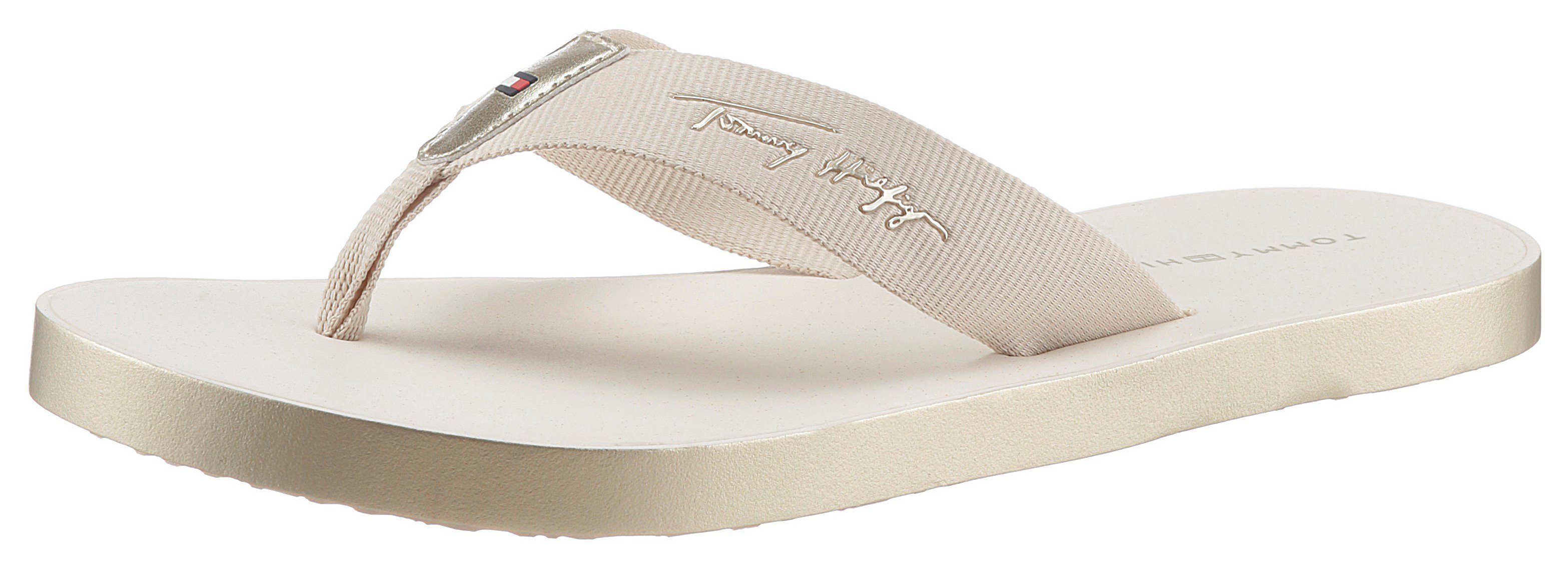 Tommy Hilfiger Teenslippers TOMMY METALLIC FLAT BEACH SANDAL met zacht  teenbandje makkelijk gekocht | OTTO