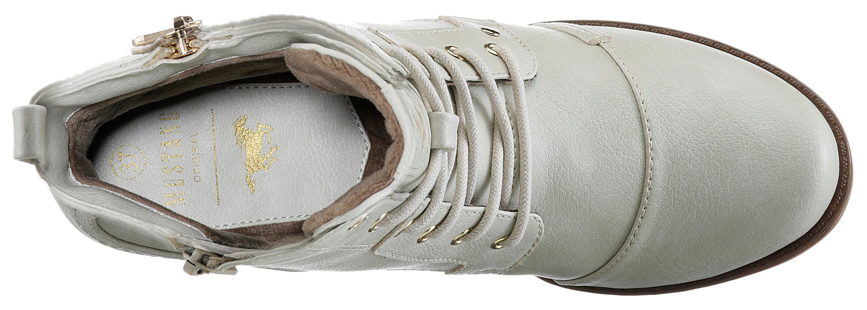 Mustang Shoes Veterlaarsjes Enkellaars, herfst schoen met decoratieve rits aan de buitenkant