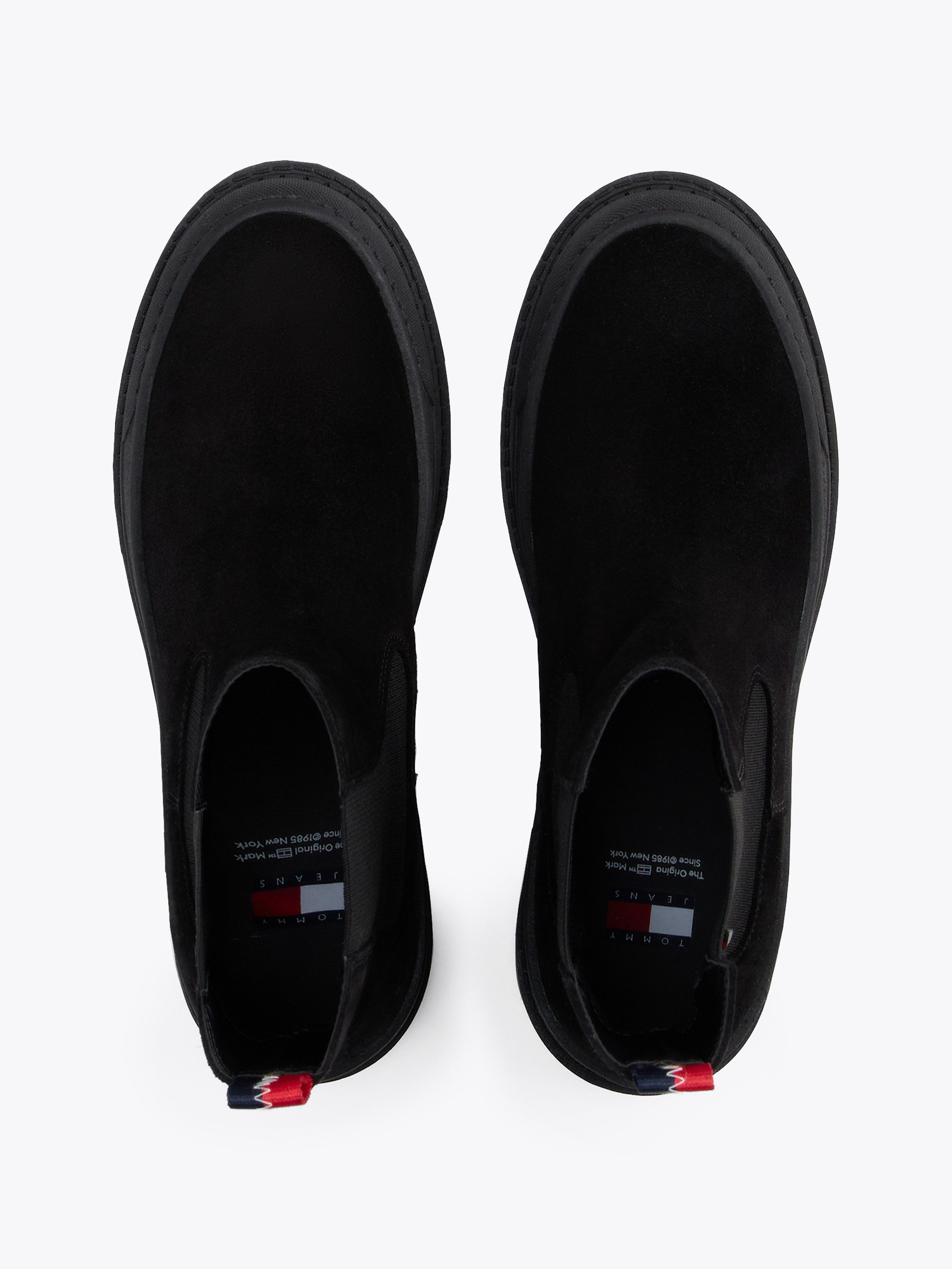 TOMMY JEANS Chelsea-boots TJW FOXING CHELSEA SUEDE blokhak, instap laarzen, enkellaars met kleurrijke aantrekloop