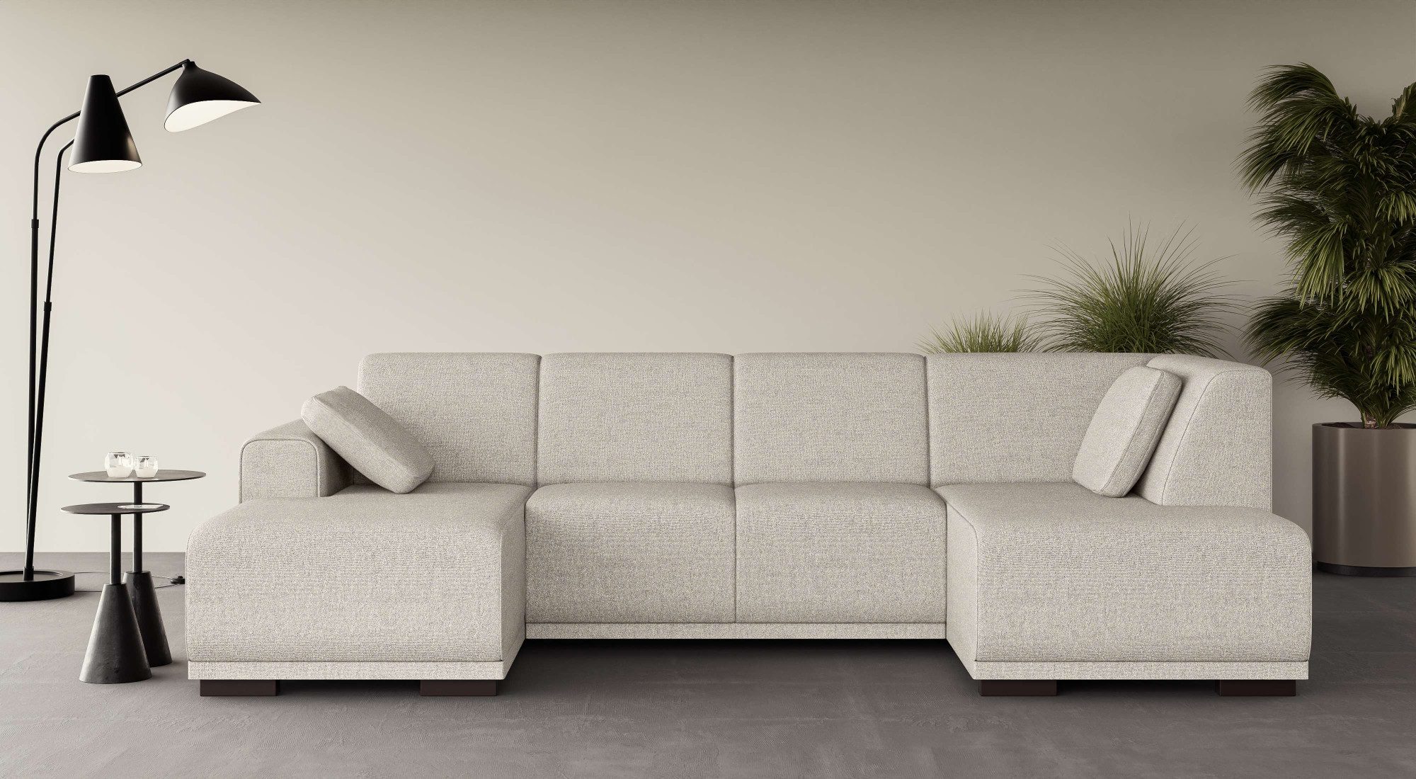 Home affaire Zithoek BORNHOLM U-vorm met chaise longue rechts/links, B/D/H: 300/162/85 cm U-vorm met golvende ondervering, chaise longue rechts of links bestelbaar