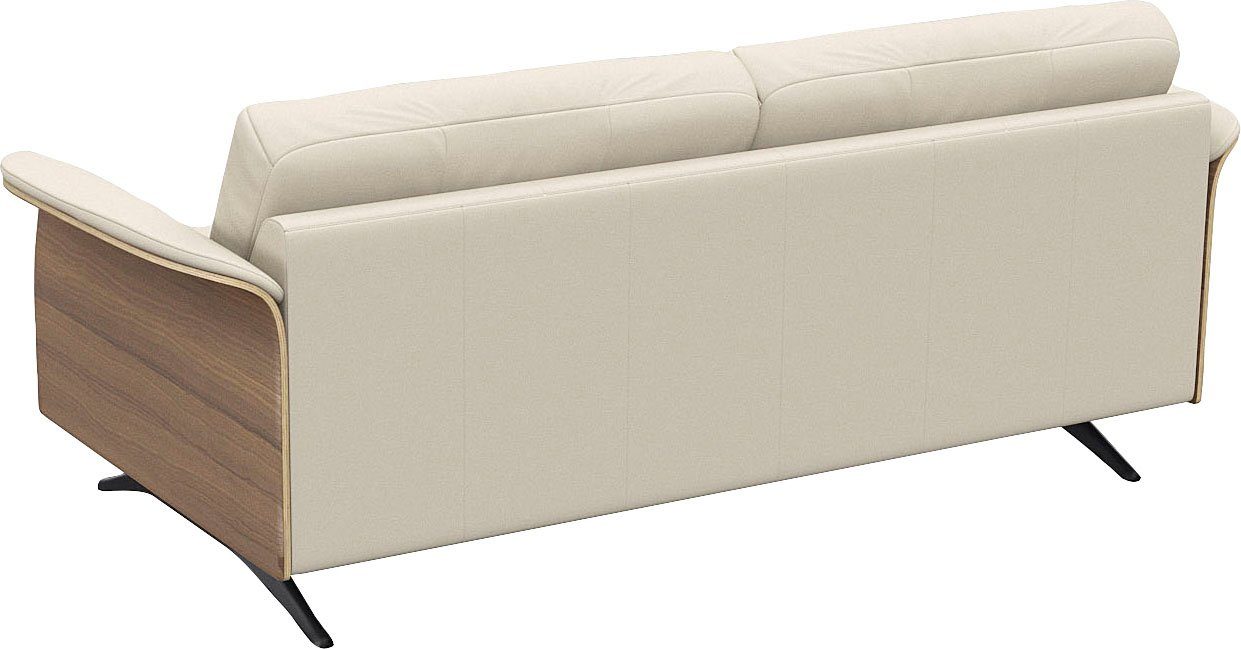 FLEXLUX 2,5-zitsbank Glow sofa, bank Premium zitting: koudschuim en binnenvering, armleuningen. Walnoot, zwarte voet