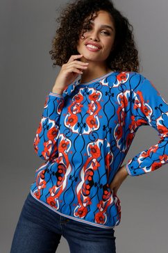 aniston selected sweatshirt met gestreepte boorden - nieuwe collectie blauw