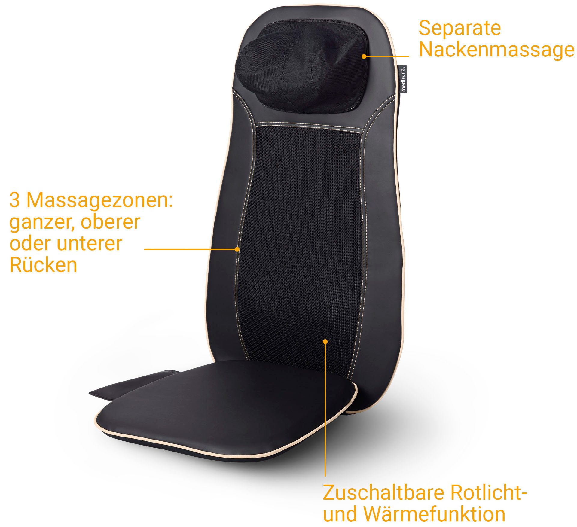 Medisana Shiatsu-massagekussen MCN 88930 3 massagezones, nekmassage, rode licht-/warmtefunctie, wasbare hoes