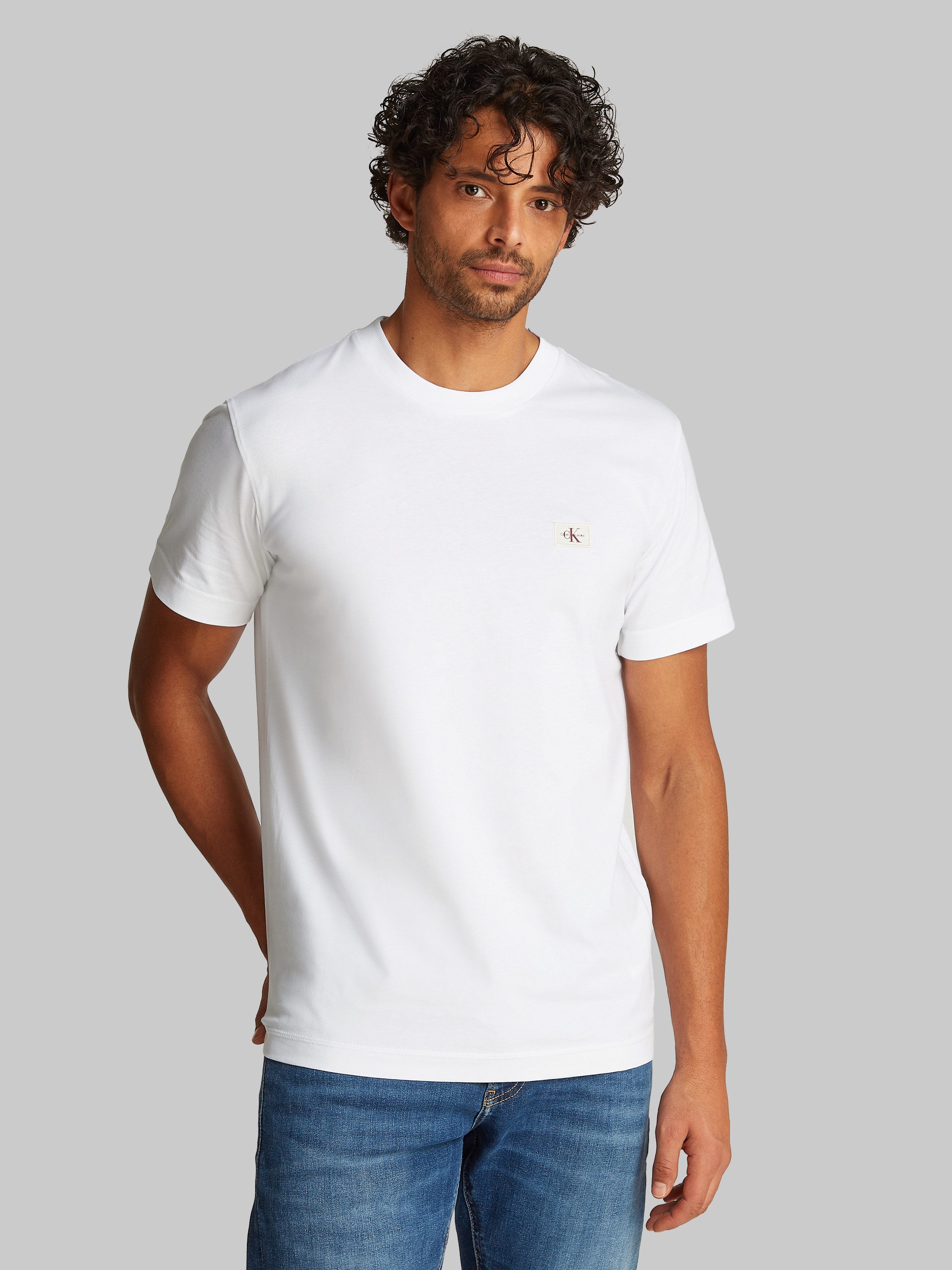 Calvin Klein Shirt met ronde hals WOVEN LABEL REGULAR TEE