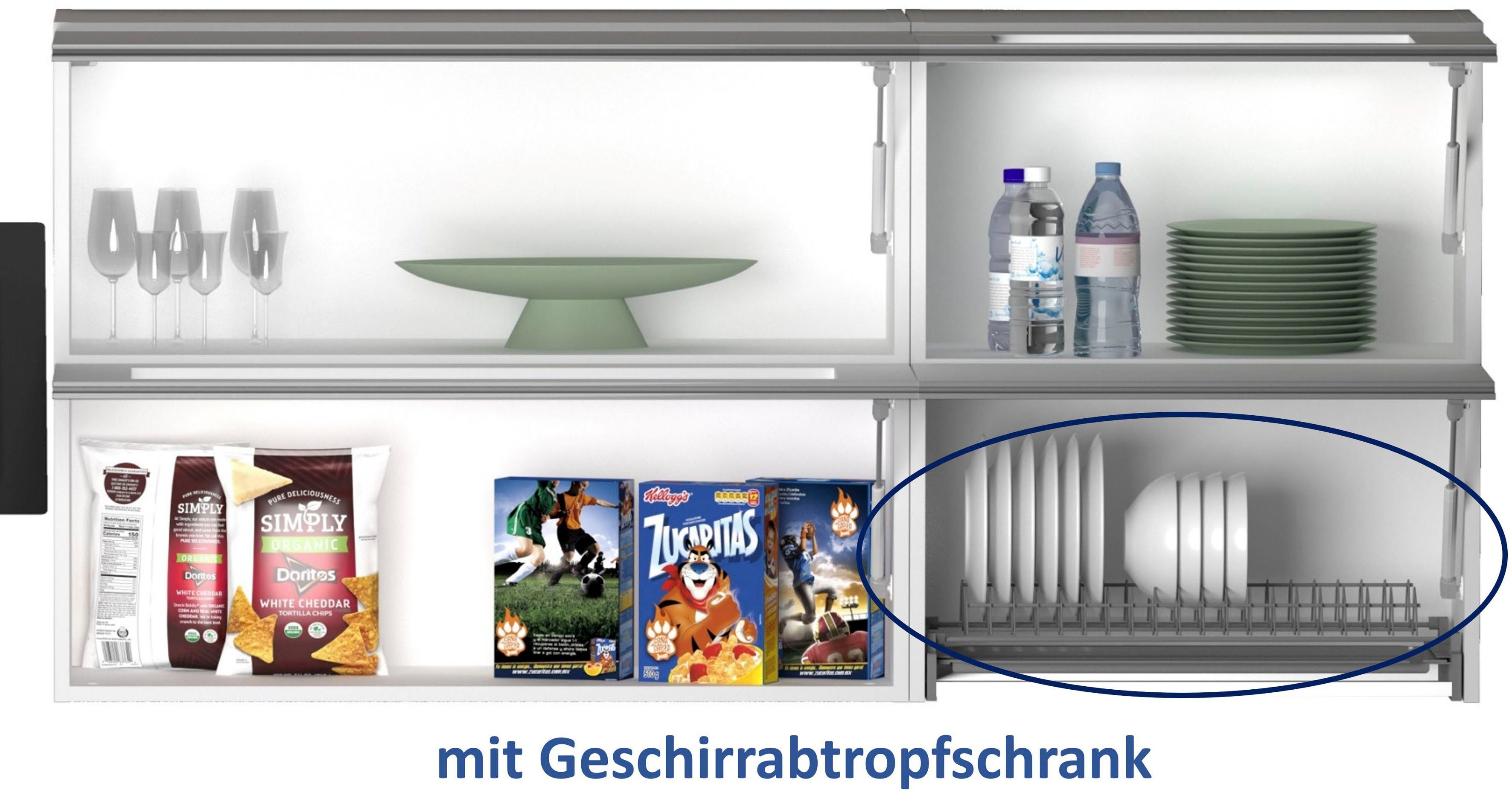 Kochstation Keukenblok KS-Sole Breedte 256 cm, hangrek, afdruiprek, zonder elektrische apparaten