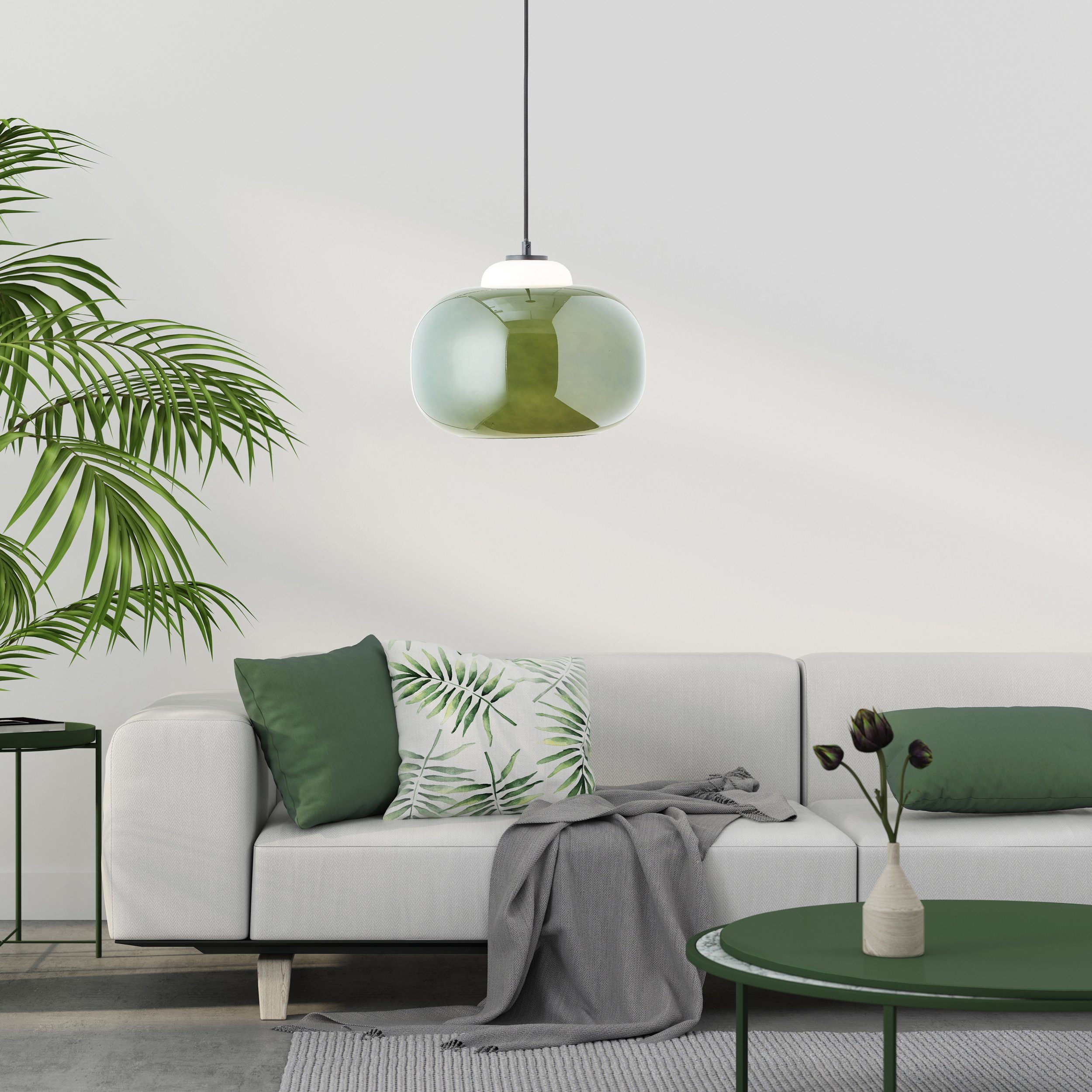 Brilliant Leuchten Hanglamp Blop Hoogte 128,5 cm, Ø 30 cm, E27, inkortbaar, glas/metaal