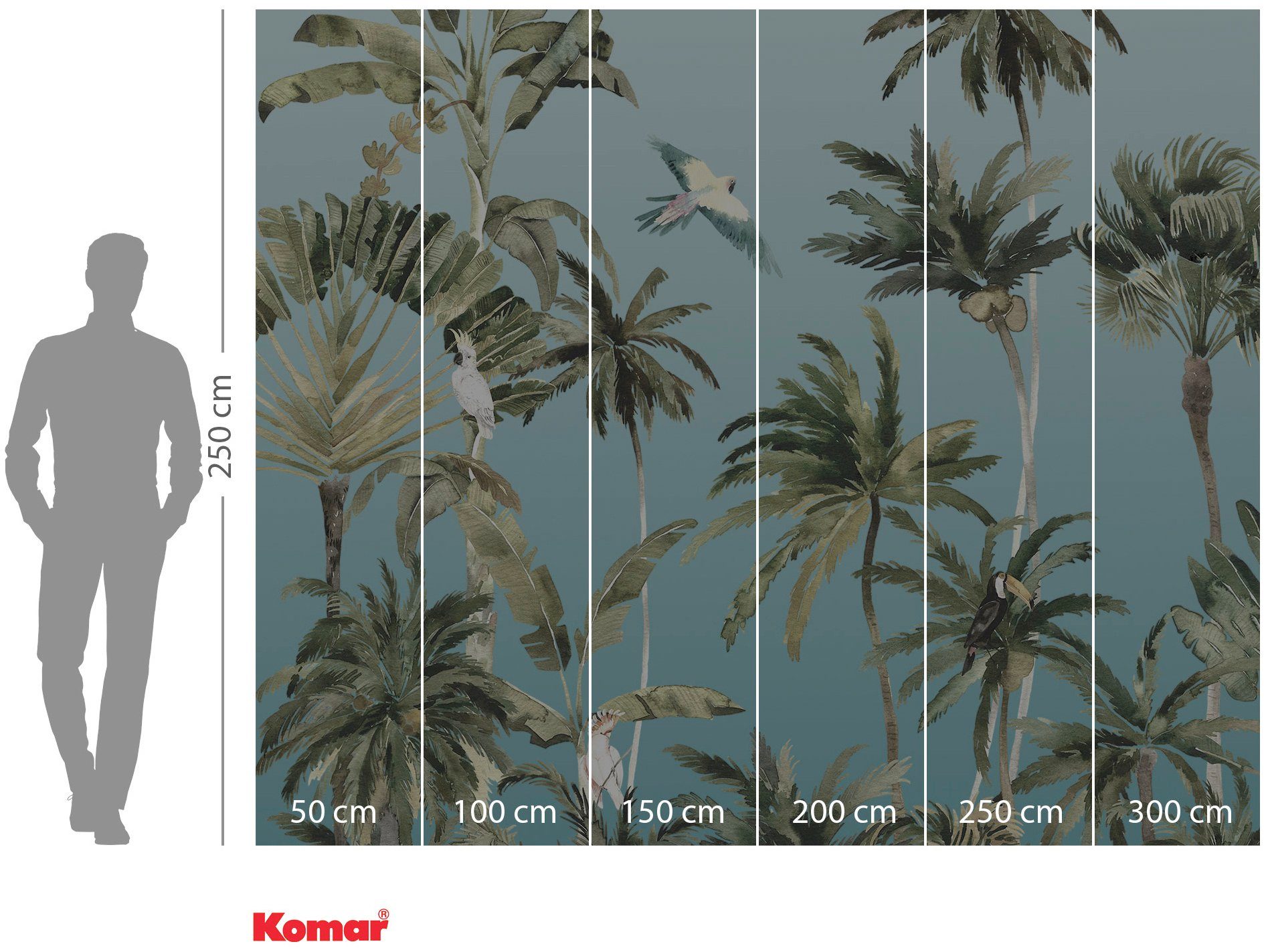 Komar Vliesbehang Digitale print vlies - Forêt de Palmiers - Afmeting 300 x 250 cm (1 stuk)