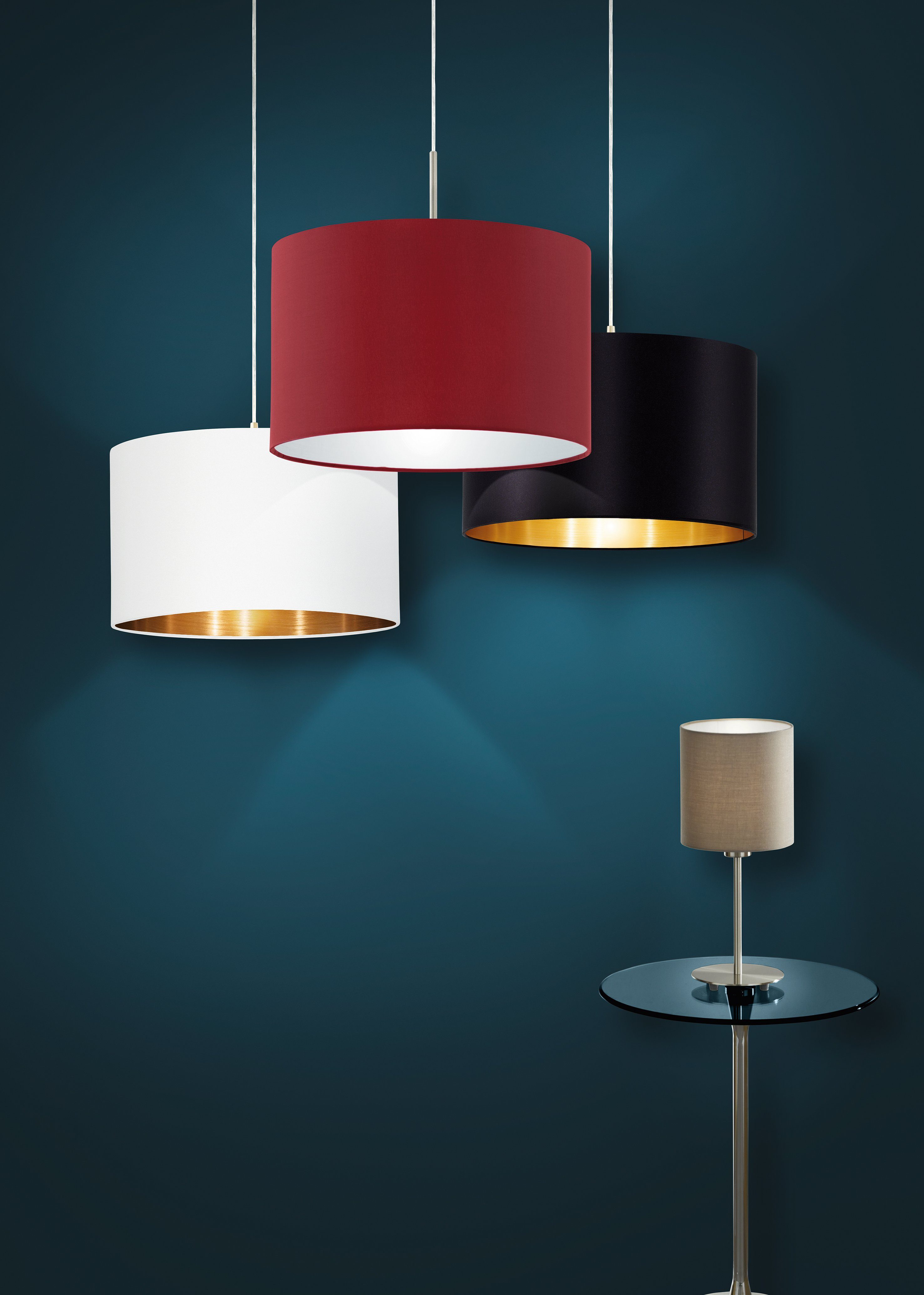 EGLO Hanglamp MASERLO hanglamp, zwart, goud, zilver, stof, elegant, modern