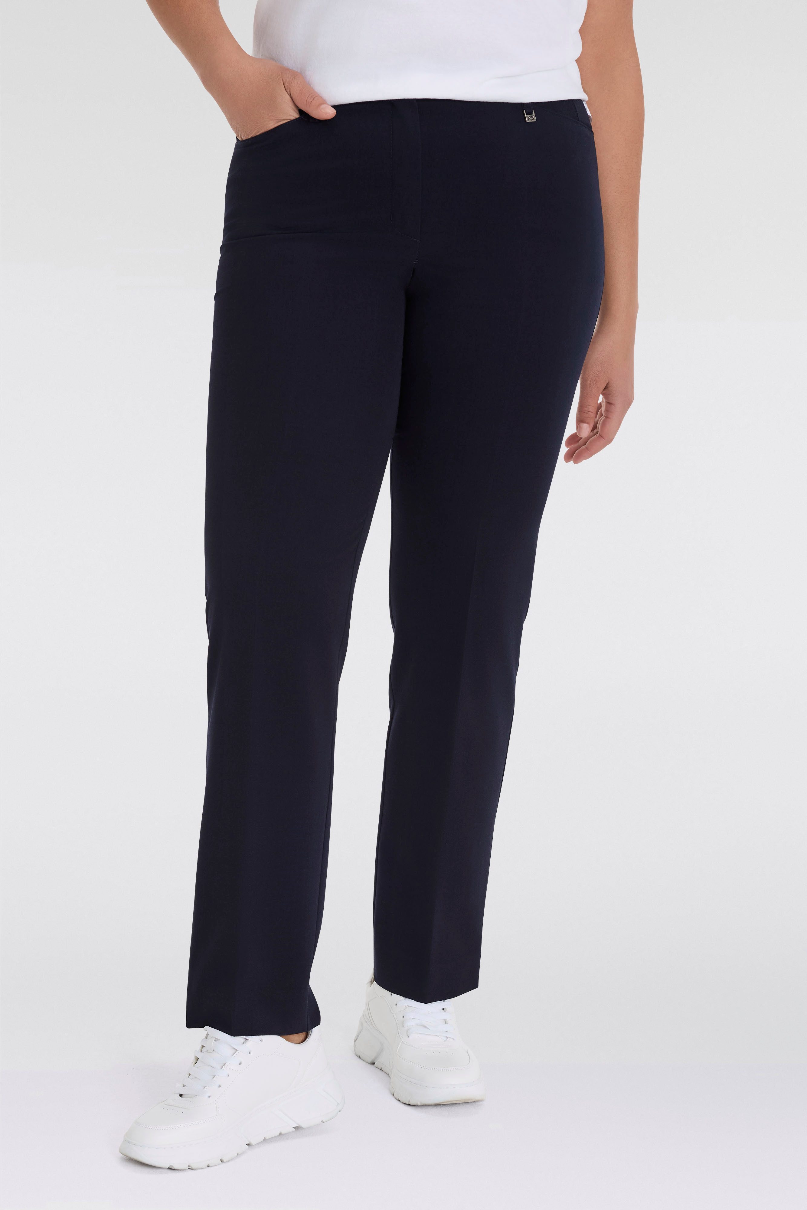 KjBRAND Stoffen broek Bea in Bi-Stretch Kamgarenlook met Persplooien dames harembroeken maat 46 blauw