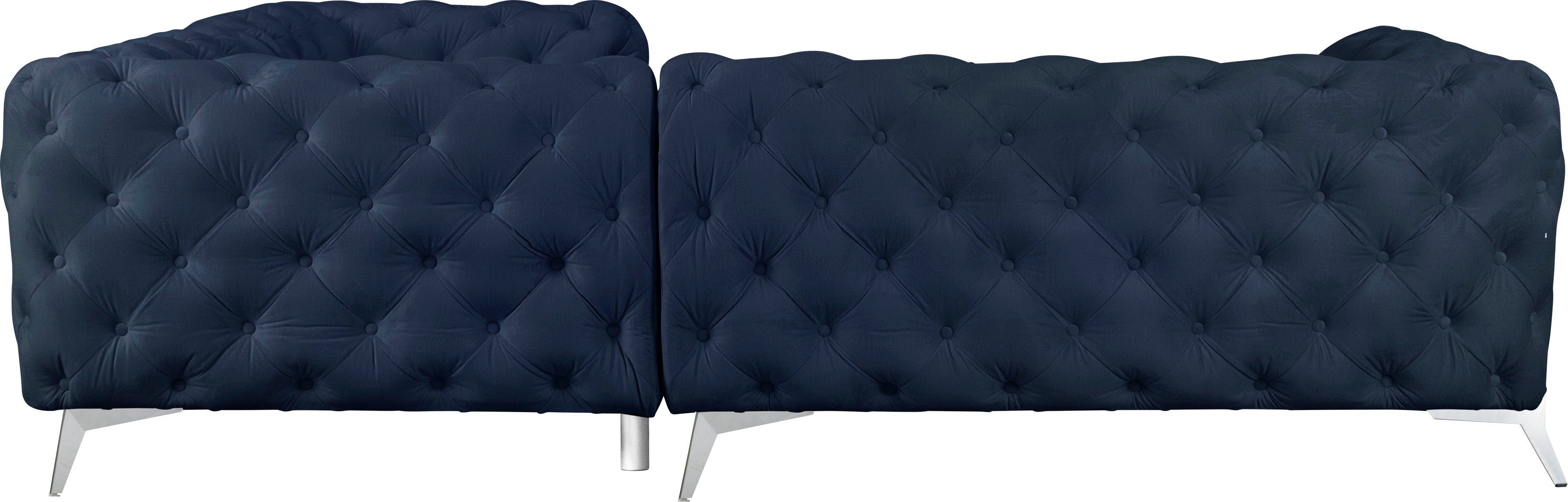 Leonique Chesterfield-bank Amaury L-vorm moderne chersterfield-look, breedte 262 cm, kleur van de poten ter keuze