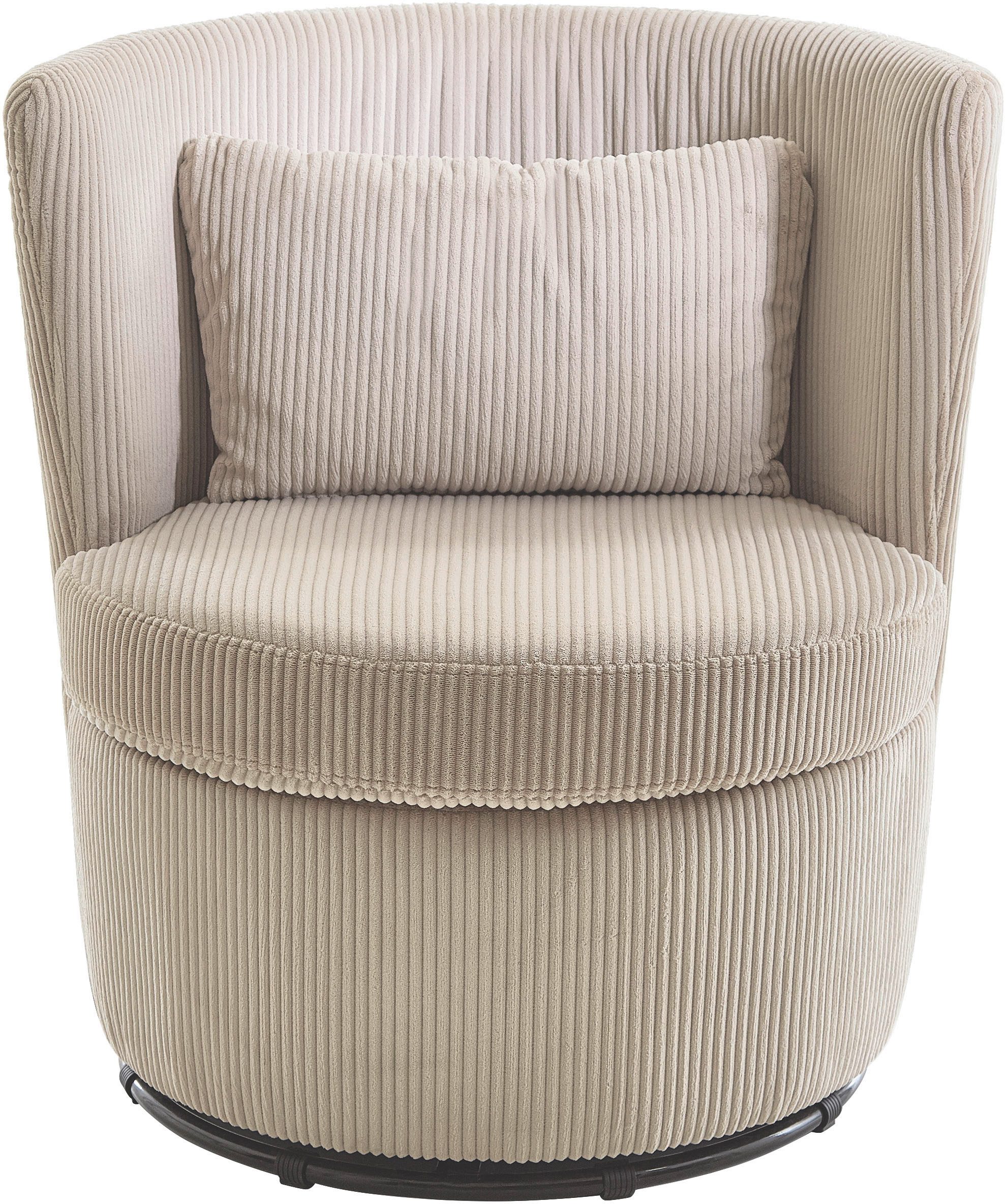 ATLANTIC home collection Draaibare fauteuil KENO 360-graden draaibare cord fauteuil, incl. een sierkussen in originele stof