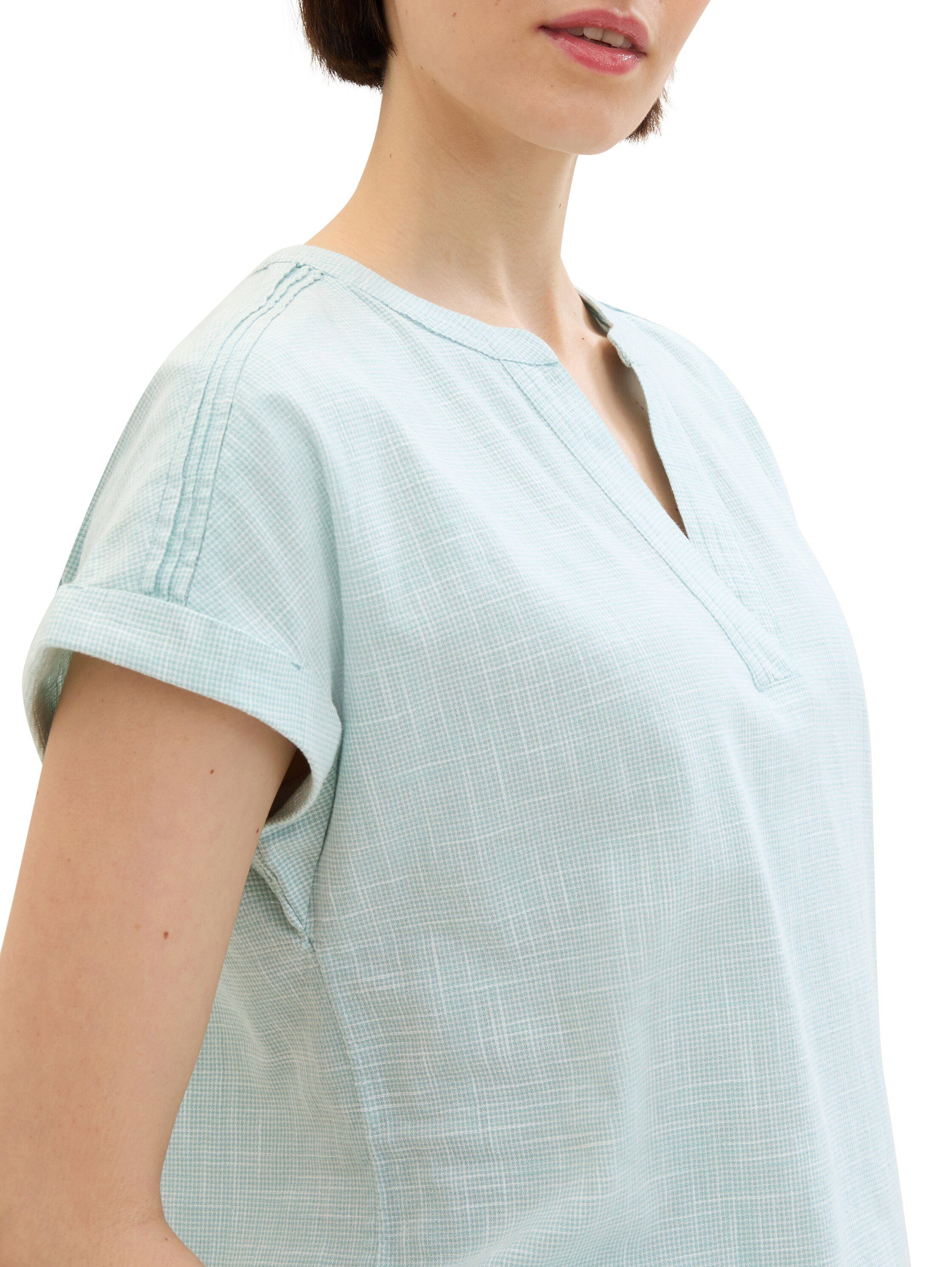 Tom Tailor Blouse zonder sluiting Korte mouw met geweven structuur en V-halslijn