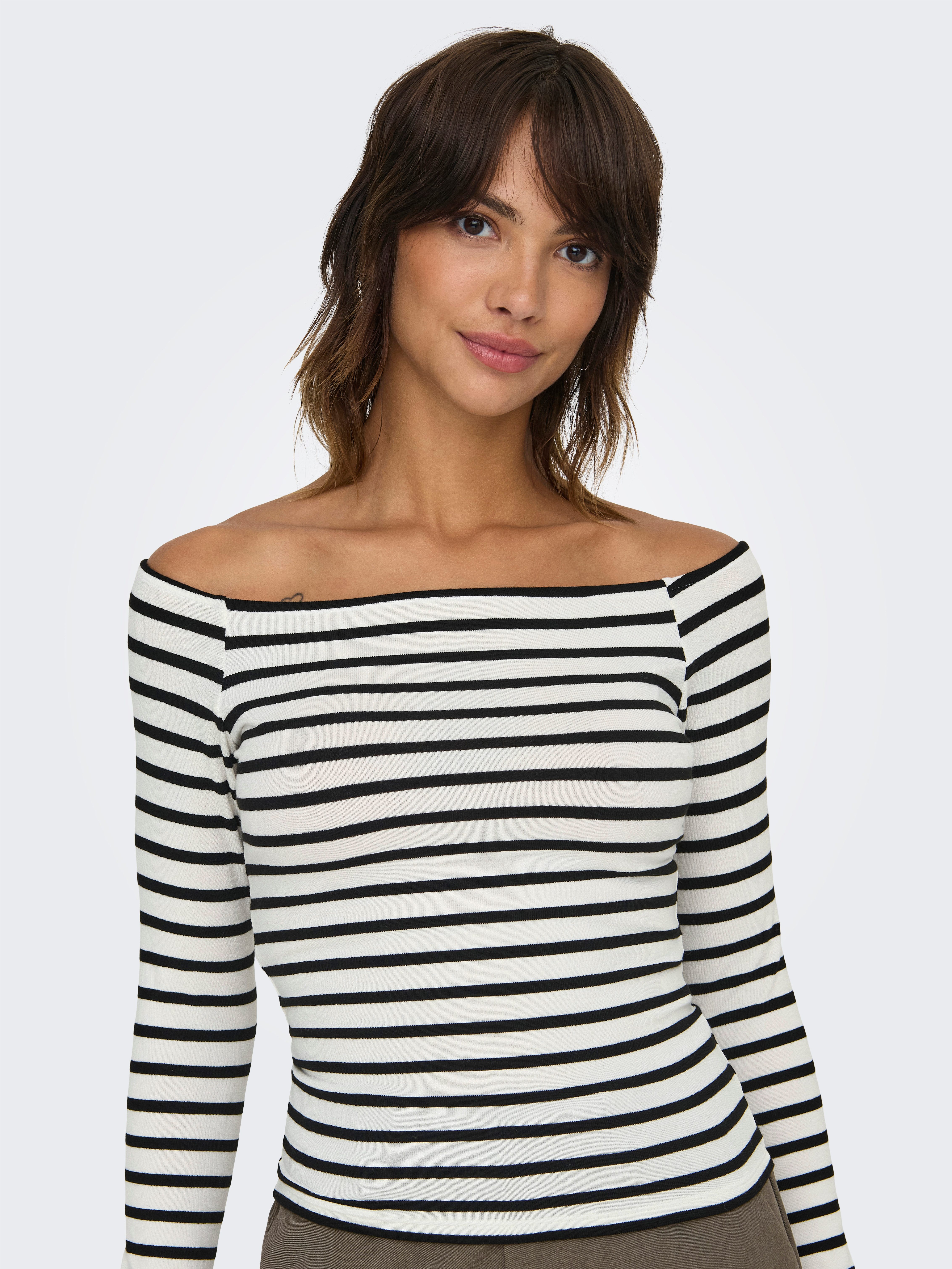 Only Shirt met lange mouwen ONLGLAMOUR L/S BOAT NECK TOP BOX CC JRS