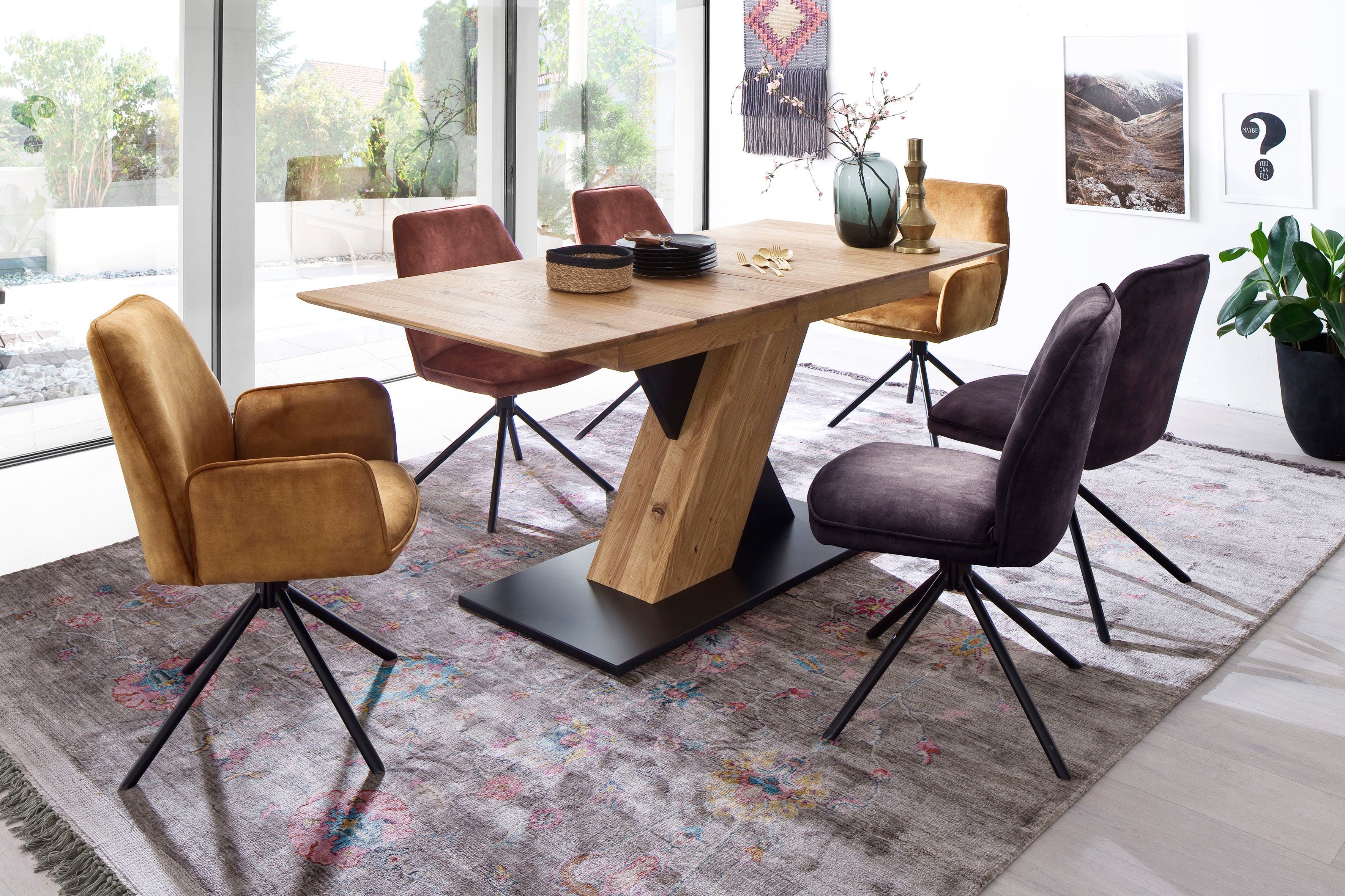 MCA furniture Eetkamerstoel Ottawa met armleuning Vintage suède-look met opstaande naad, stoel belastbaar tot 120 kg (set, 2 stuks)