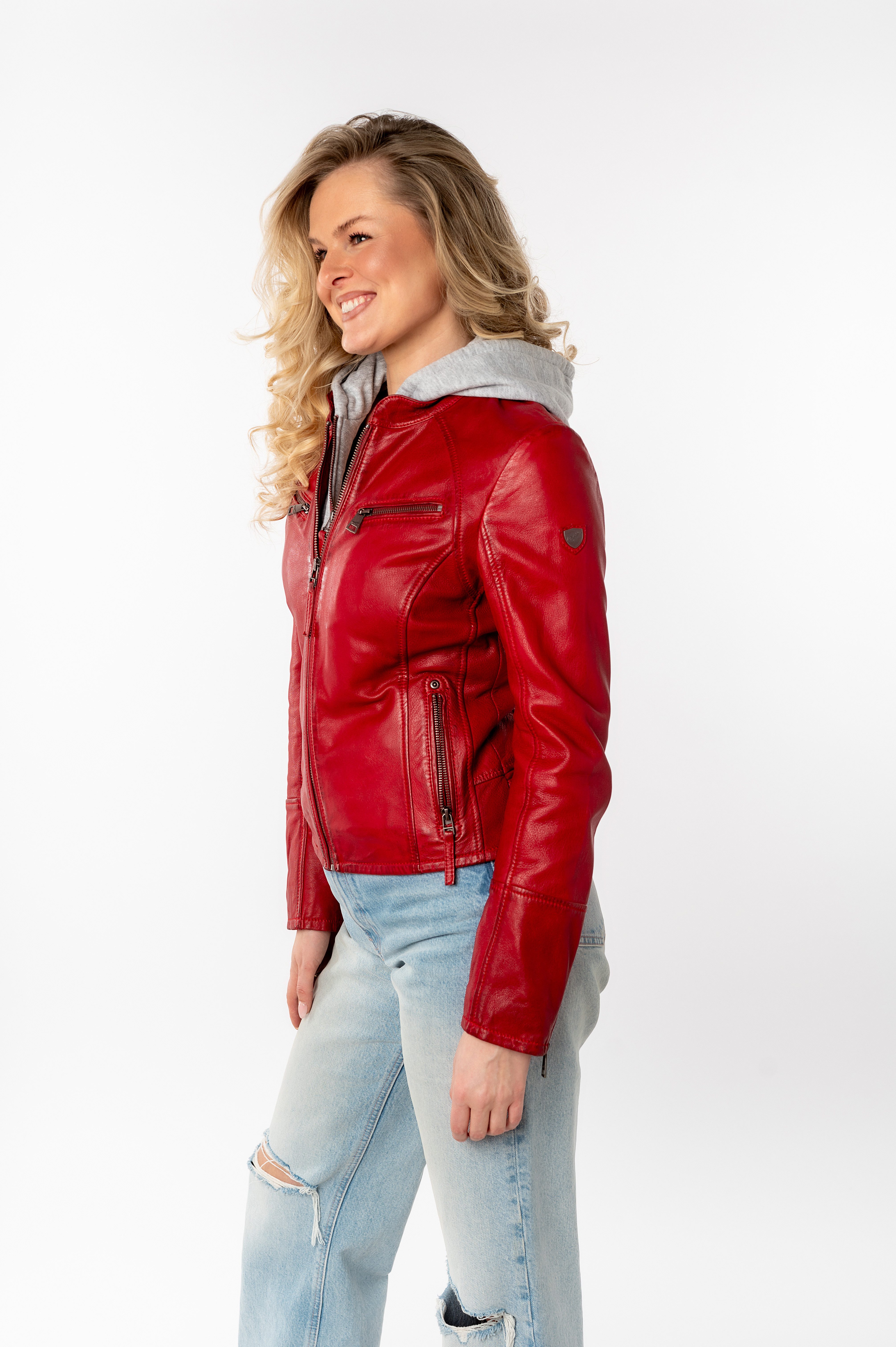 Mauritius Leren jack NOLA Two-in-one stijl - met een afneembare jerseycapuchon