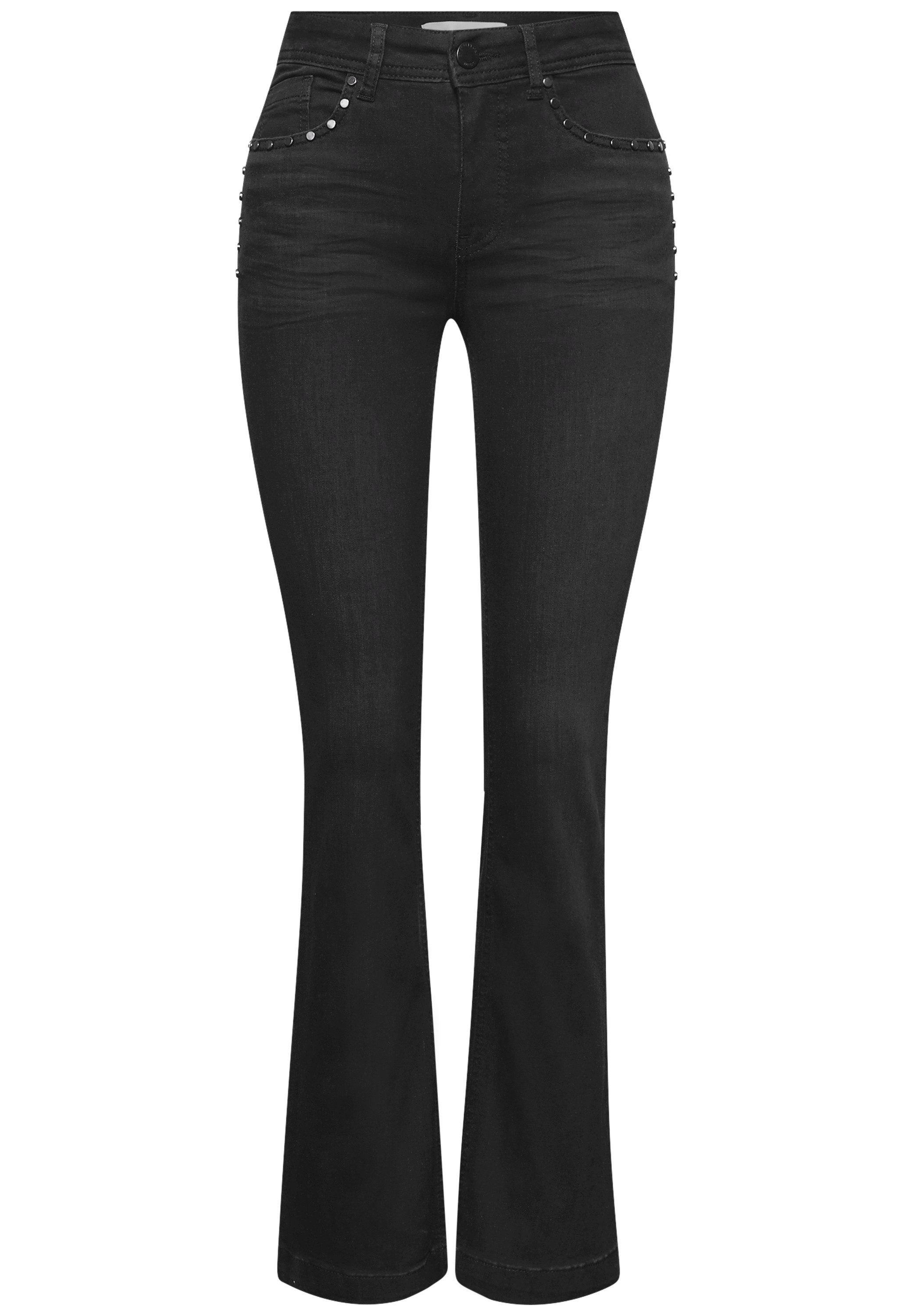 STREET ONE Slim fit jeans met studs